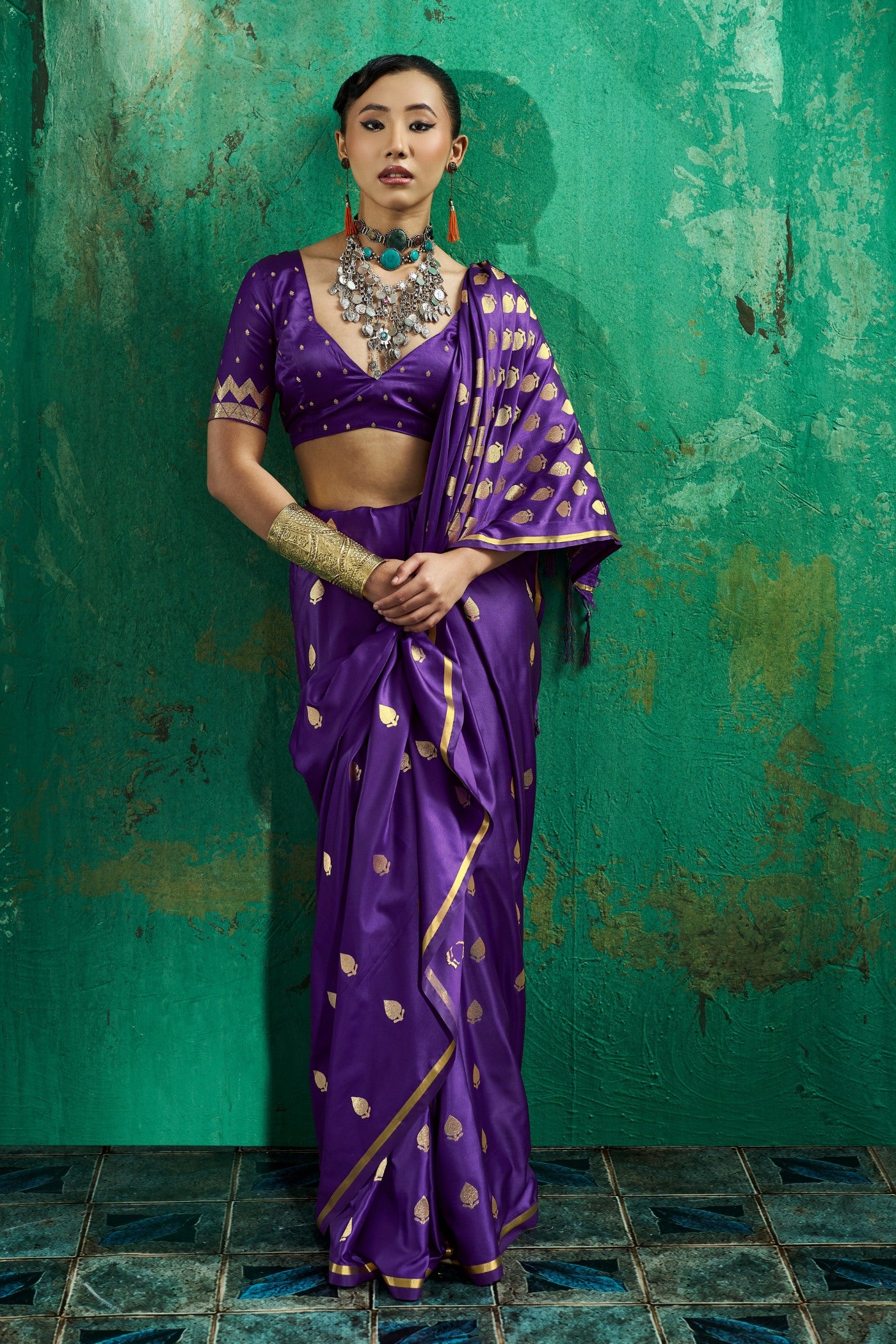 Buy MySilkLove Raisin Purple Handloom Satin Silk Saree Online