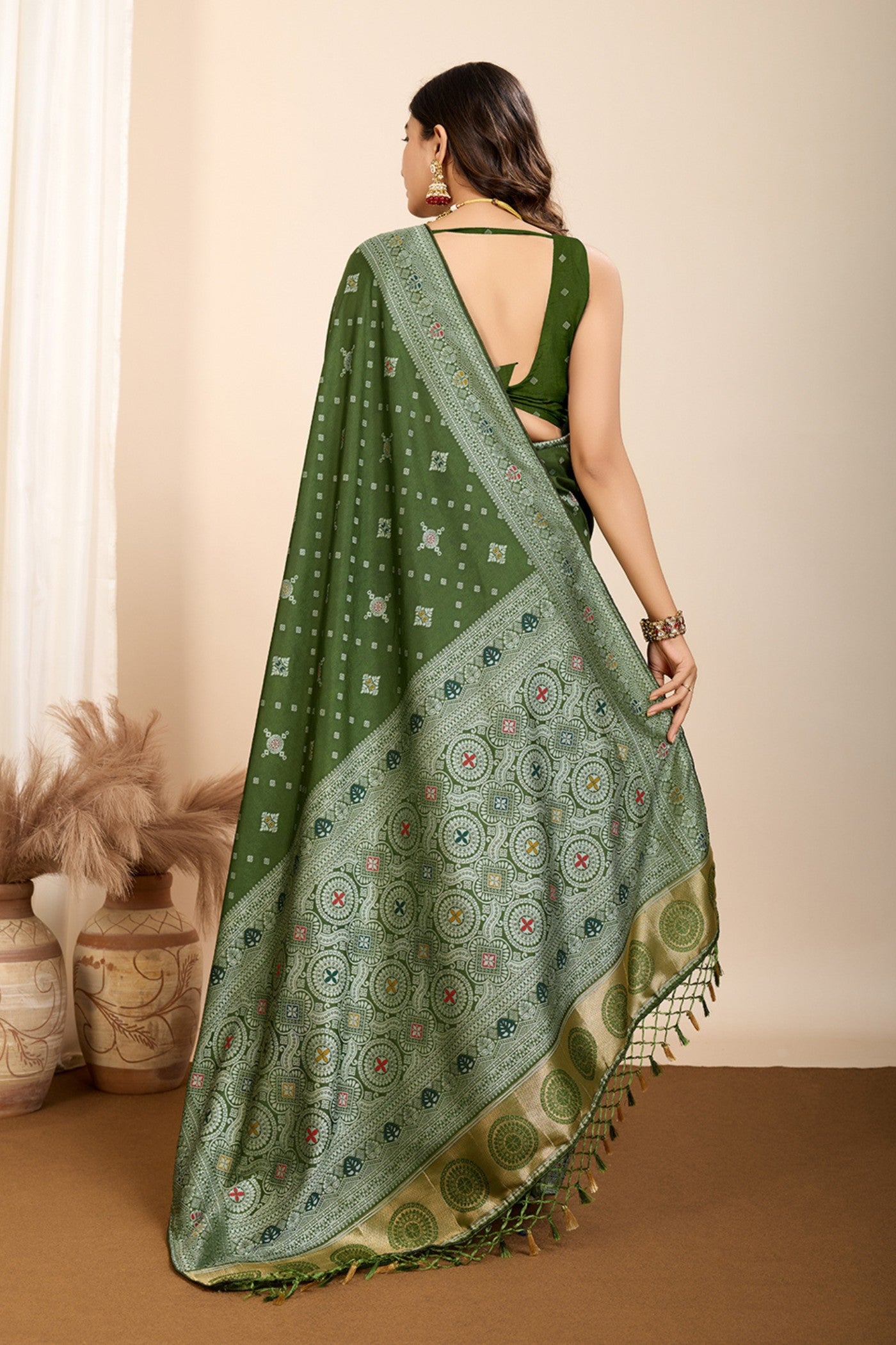 Buy MySilkLove Fern Green Woven Banarasi Saree Online