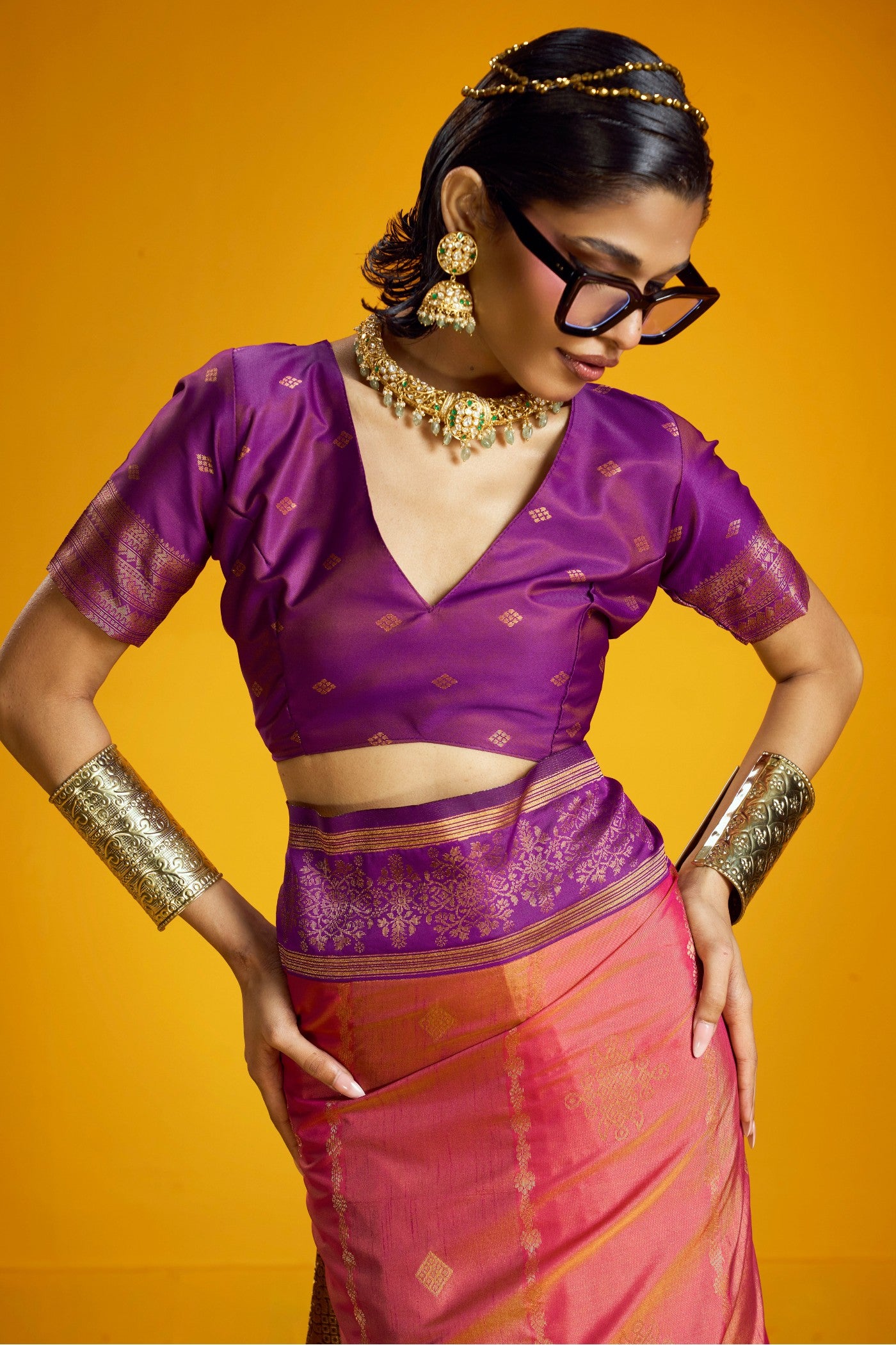 Buy MySilkLove Bush Pink Banarasi Handloom Soft Silk Saree Online