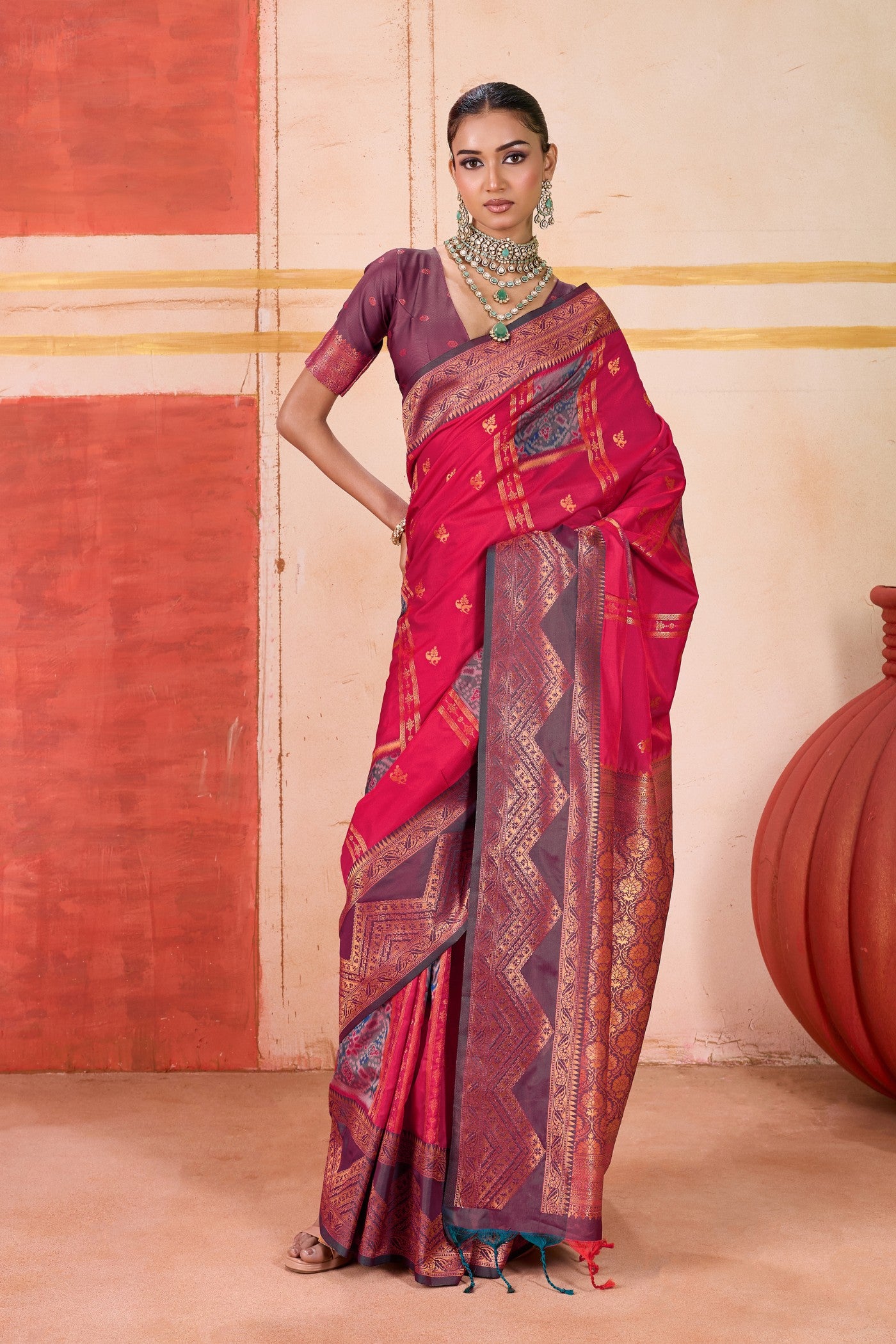 Buy MySilkLove French Rose Pink Banarasi Handloom Saree Online