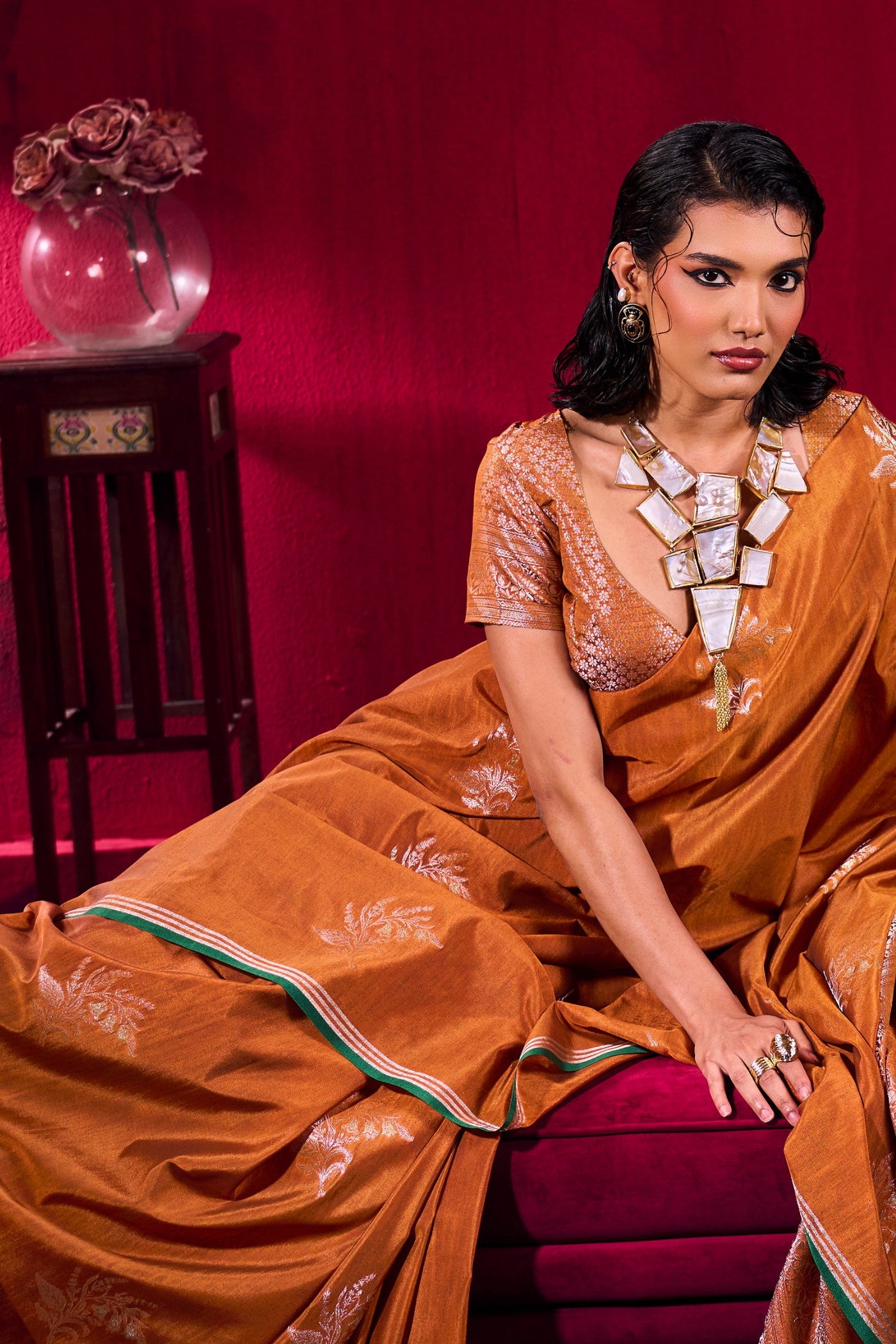 Buy MySilkLove Pumpkin Orange Handloom Satin Soft Silk Saree Online