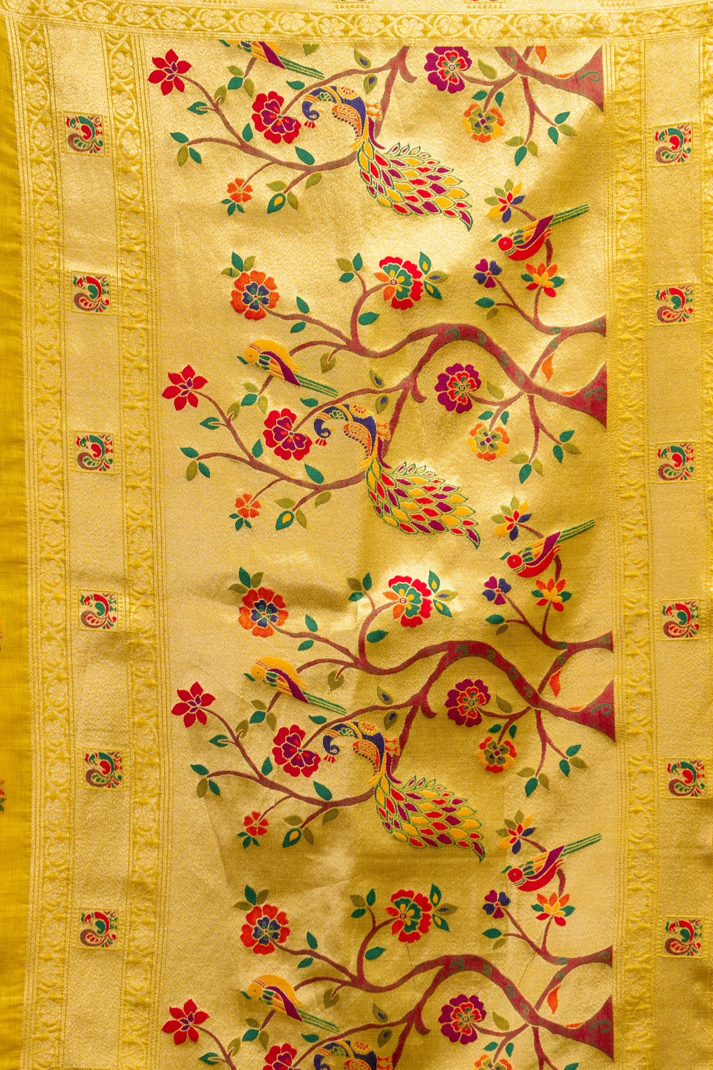 Buy MySilkLove Sunny Yellow Zari Woven Paithani Saree Online