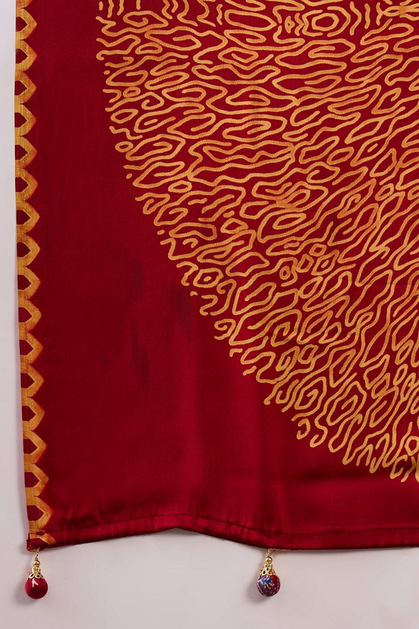 Buy MySilkLove Fire Red Printed Satin Gaji Silk Saree Online