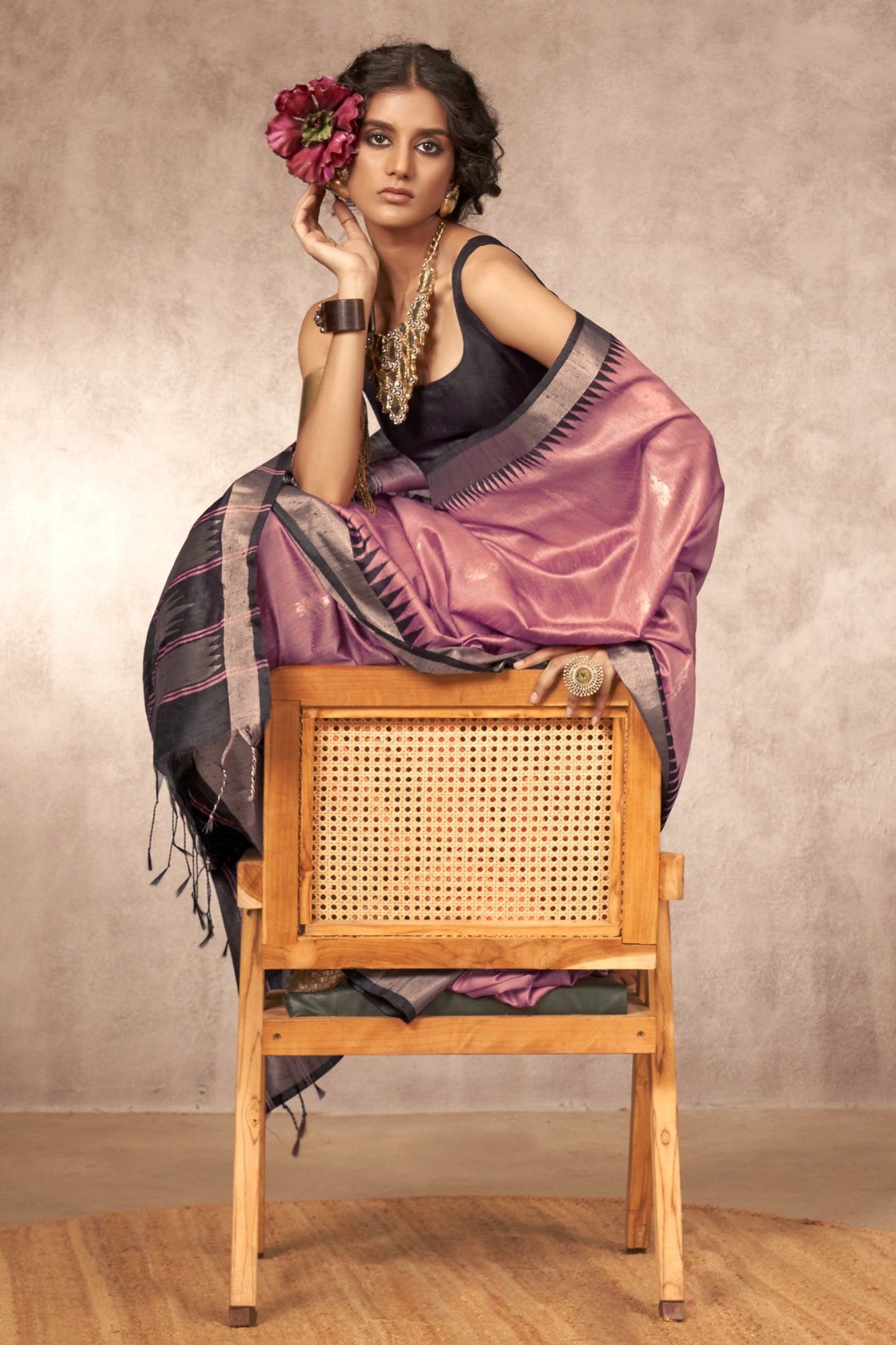 Buy MySilkLove Adenium Pink Bhagalpuri Handloom Saree Online