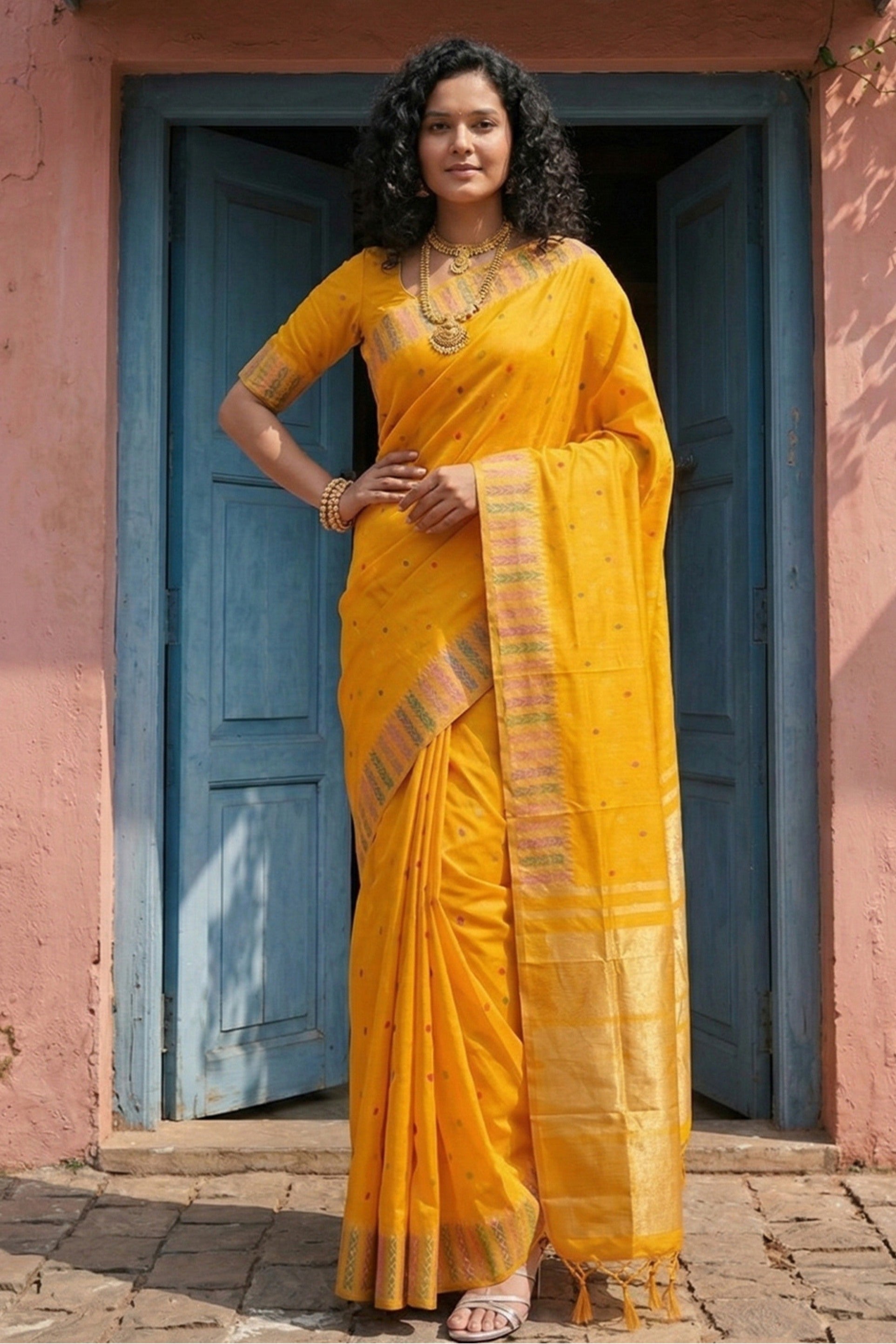 Buy MySilkLove Sunflower Yellow Woven Banarasi Silk Saree Online