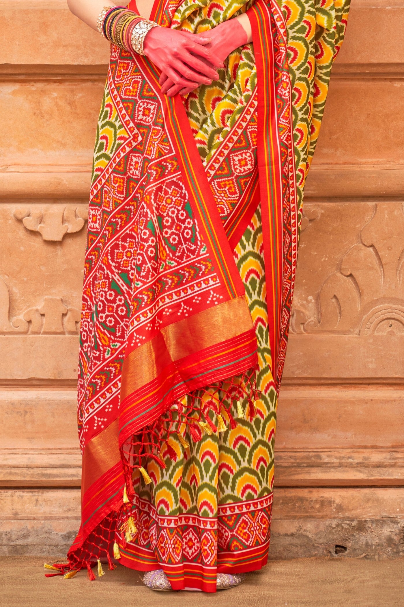 Buy MySilkLove Equator Green Printed Patola Saree Online