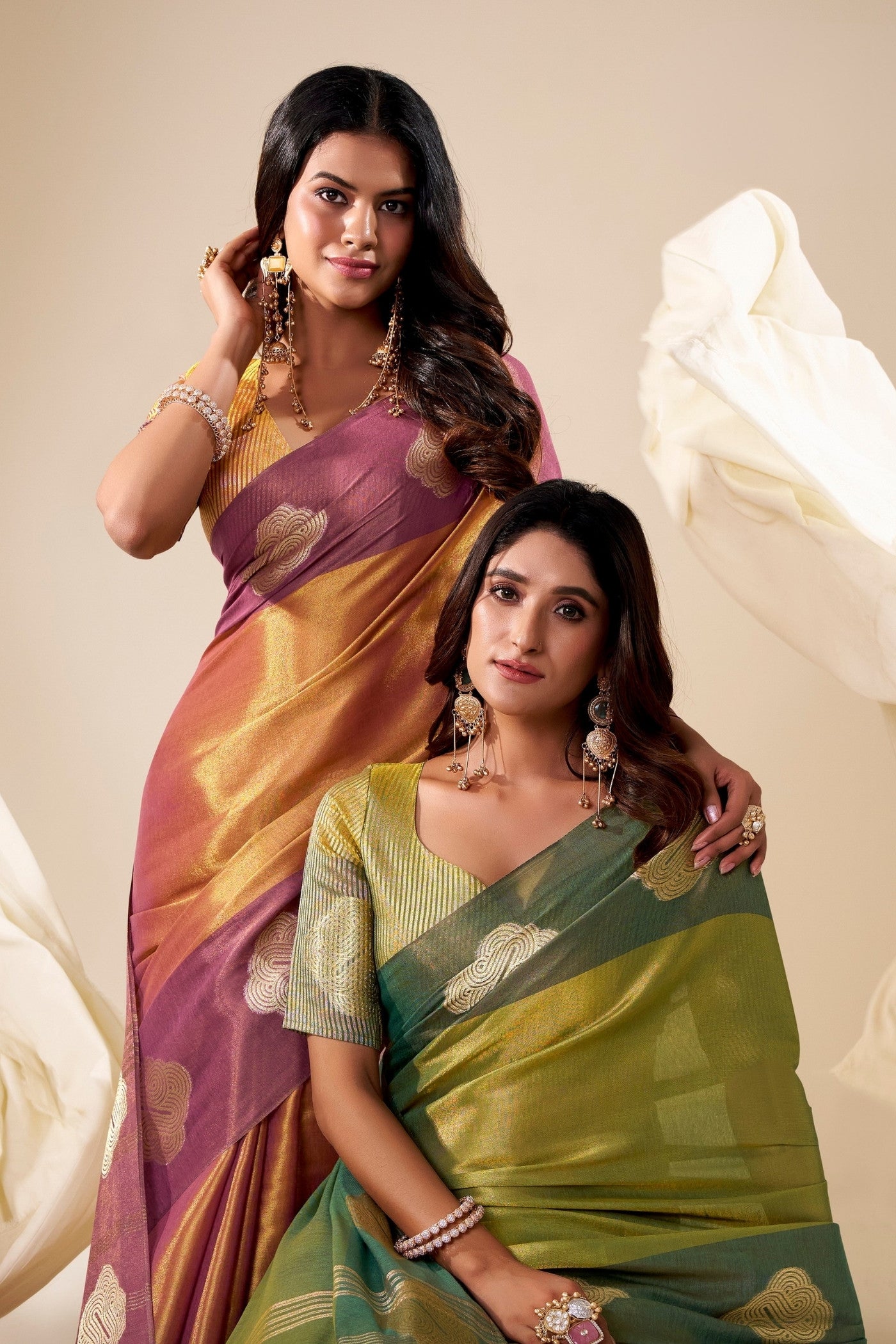 Buy MySilkLove Metallic Orange Handloom Tissue Saree Online