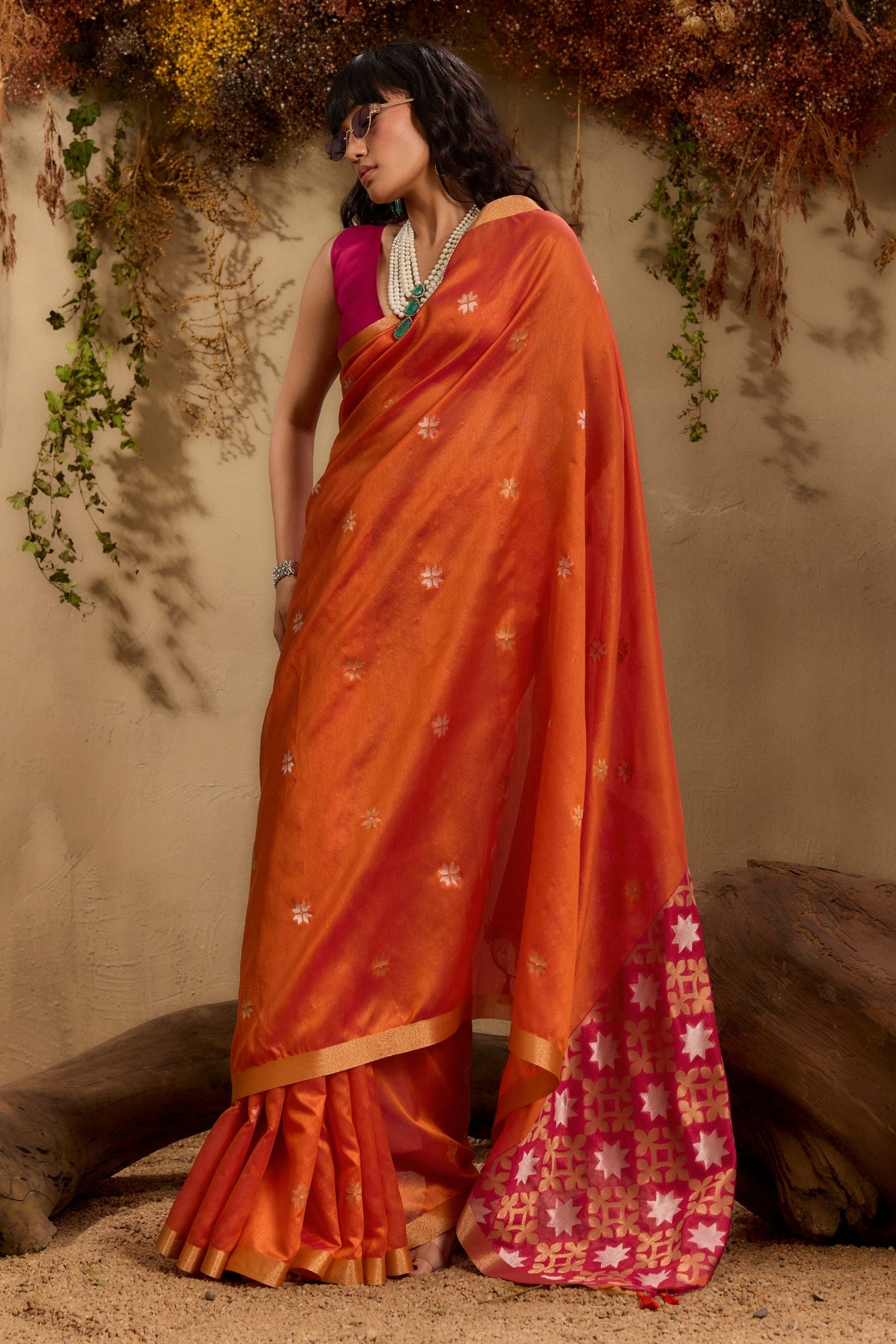 Buy MySilkLove Bronze Orange Tussar Handloom Silk Saree Online