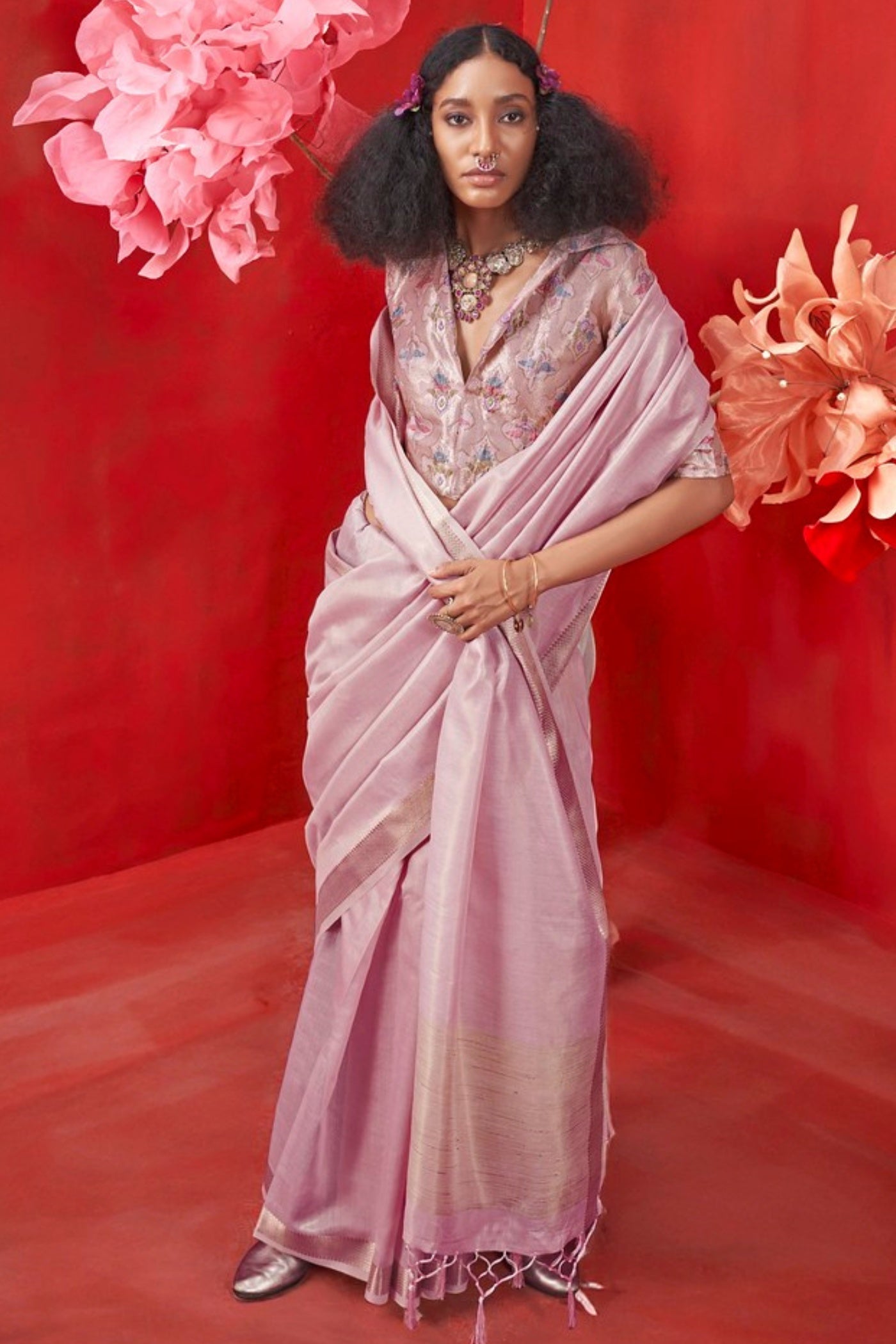 Buy MySilkLove Mauve Purple Tissue Handloom Saree Online