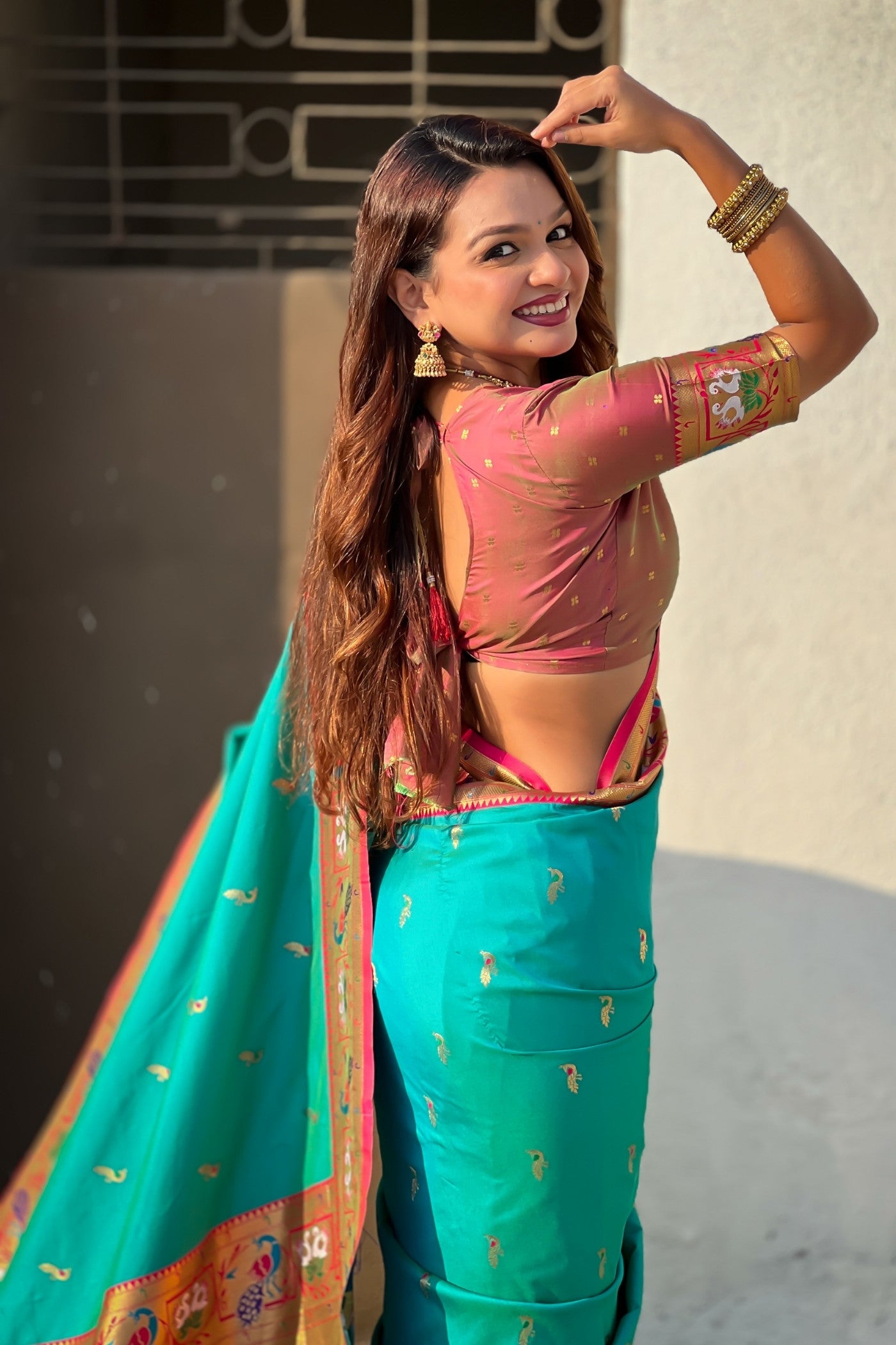 Buy MySilkLove Ocean Blue Zari Woven Paithani Saree Online