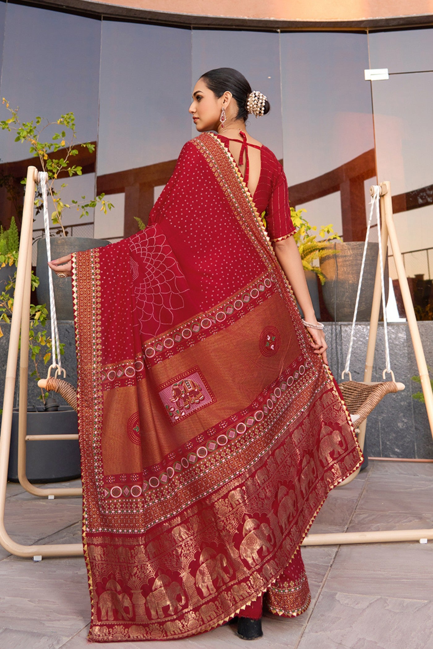 Buy MySilkLove Imperial Red Printed Cotton Saree Online