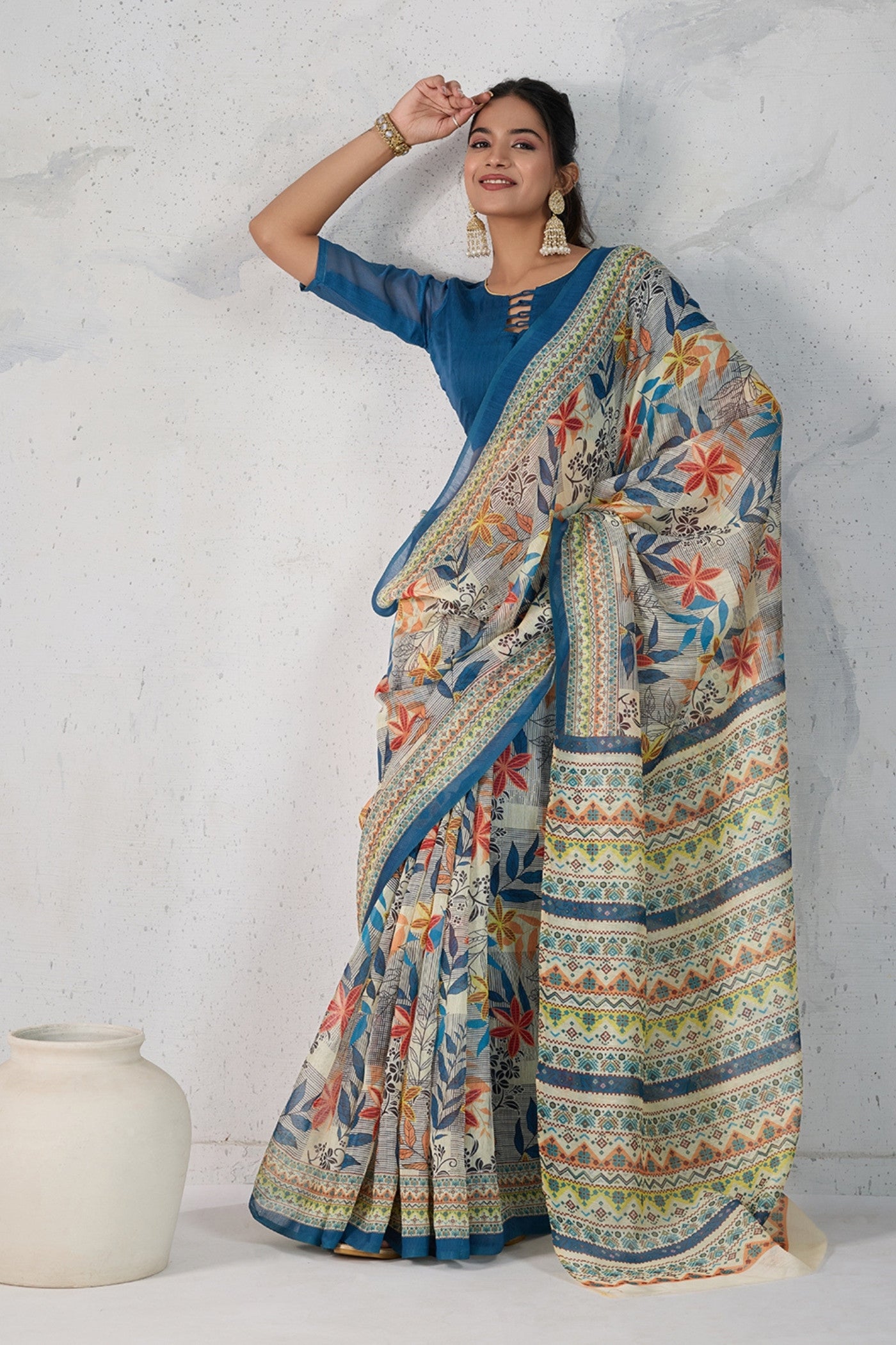 Buy MySilkLove Havelock Blue Digital Printed Saree Online