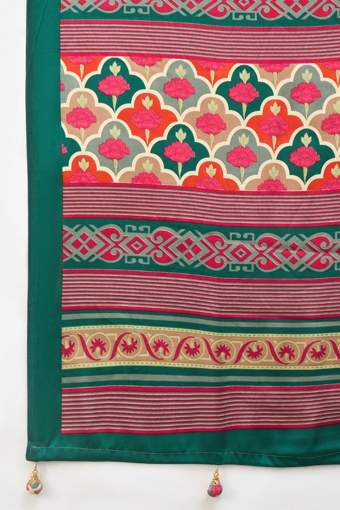 Buy MySilkLove Red Ink and Green Modal Satin Printed Silk Saree Online