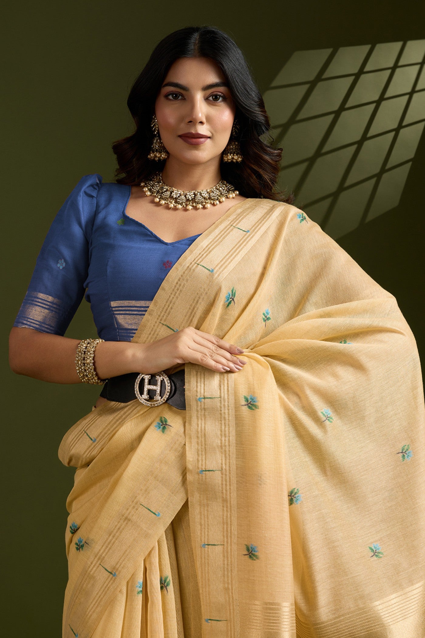 MySilkLove Mellow Yellow Woven Muga Cotton Paithani Saree