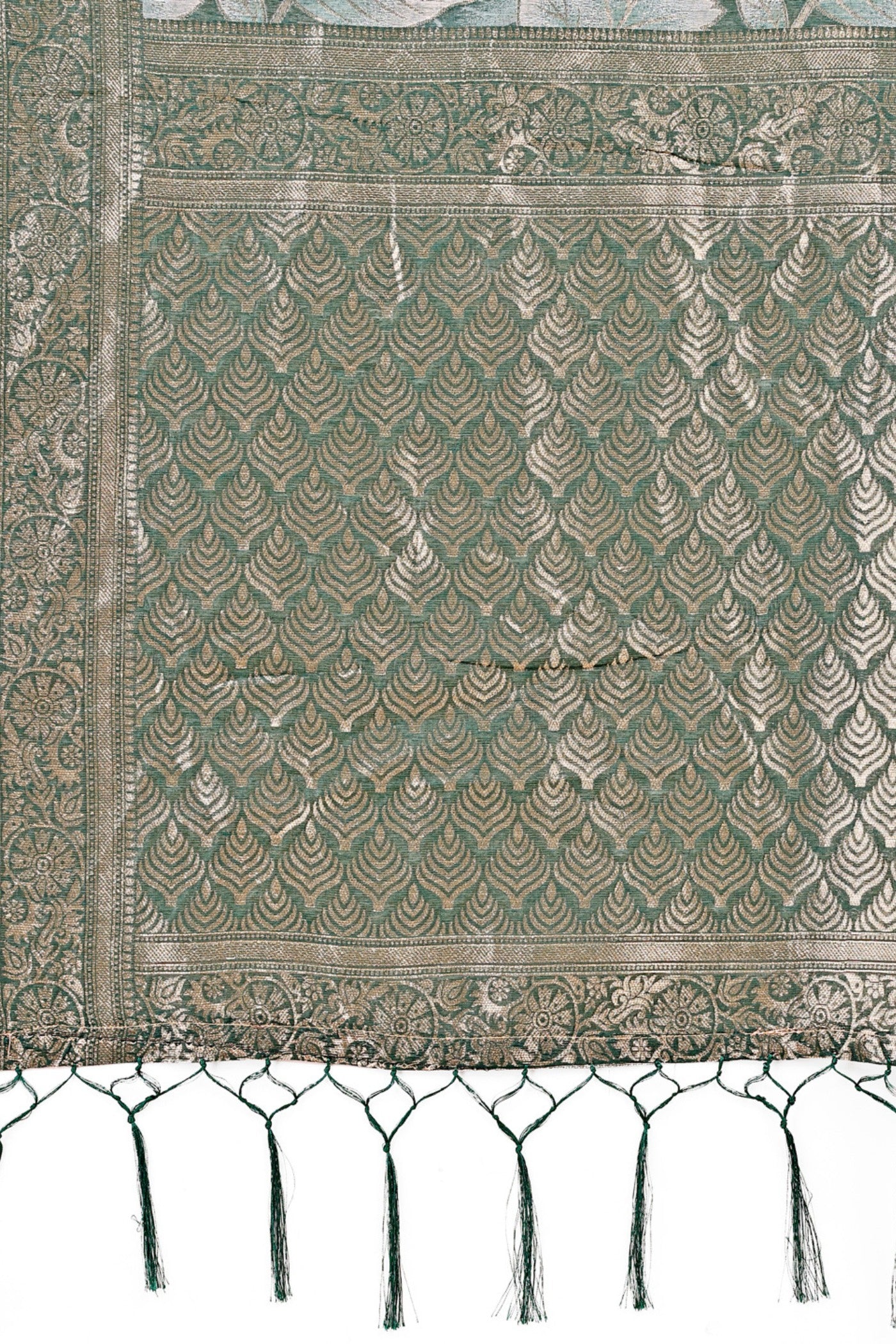 Buy MySilkLove Peridot Green Woven Cotton Saree Online