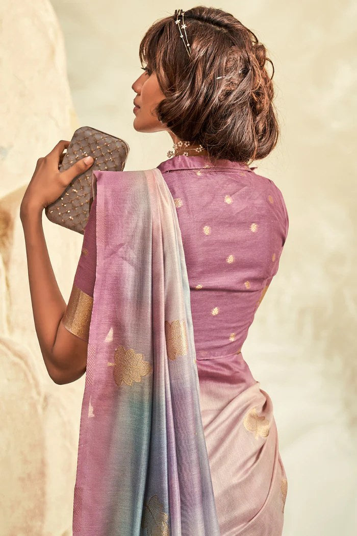 Buy MySilkLove Turkish Rose Purple Banarasi Handloom Silk Saree Online
