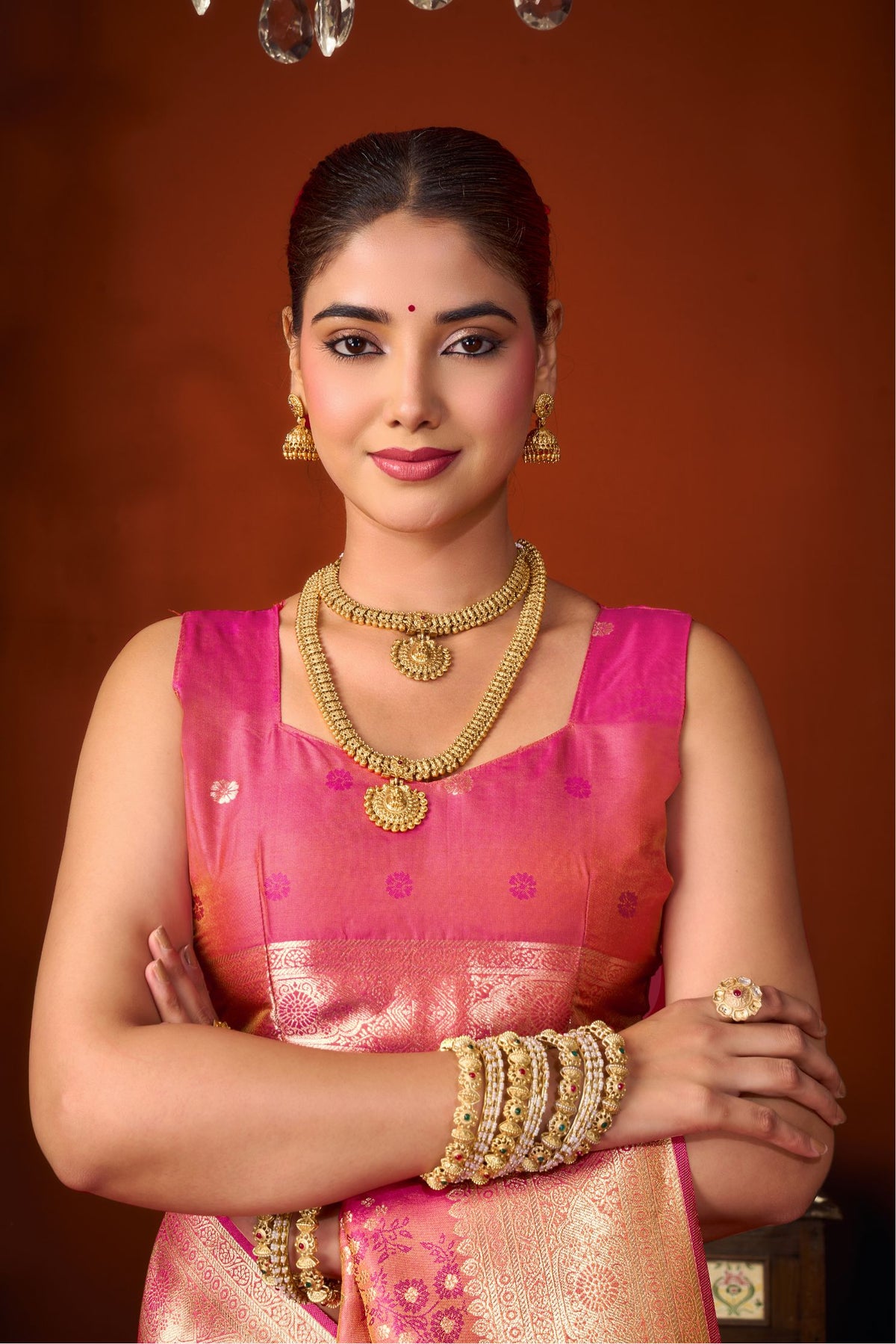 Buy MySilkLove Salmon Pink Woven Banarasi Jacquard Soft Silk Saree Online