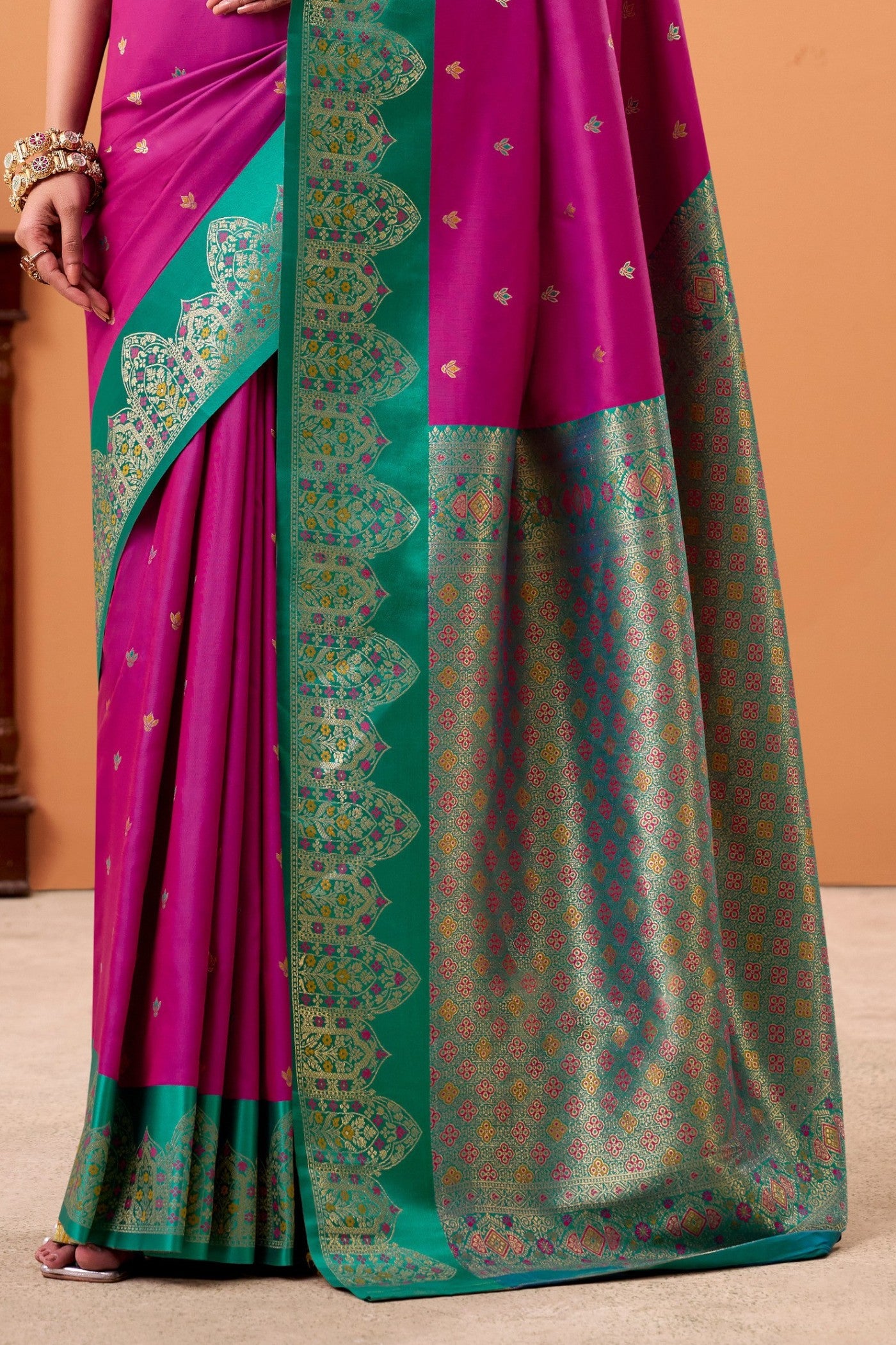 Buy MySilkLove Jam Purple Woven Satin Soft Silk Saree Online