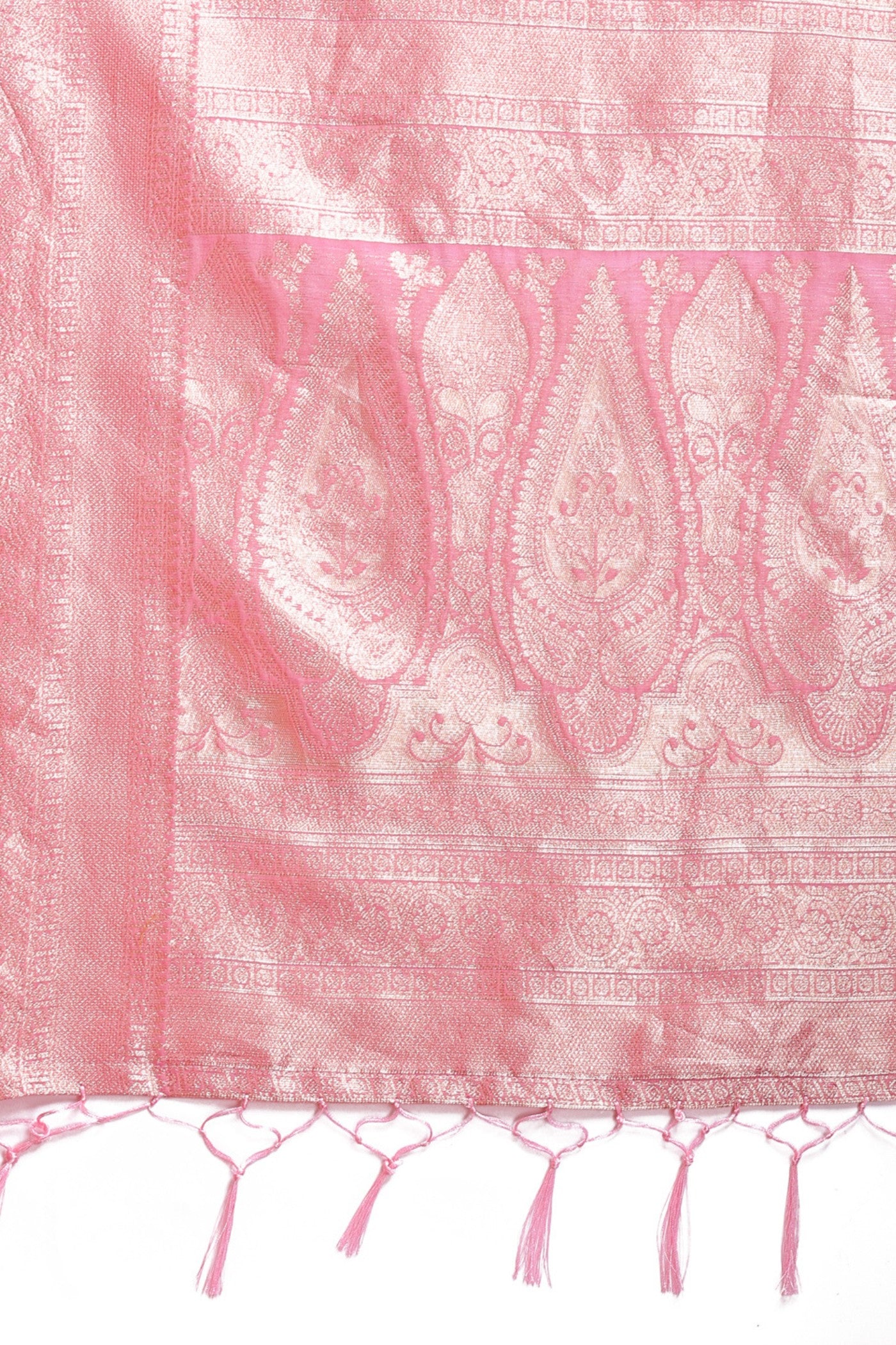 Buy MySilkLove Cherry Pink Woven Linen Cotton Saree Online