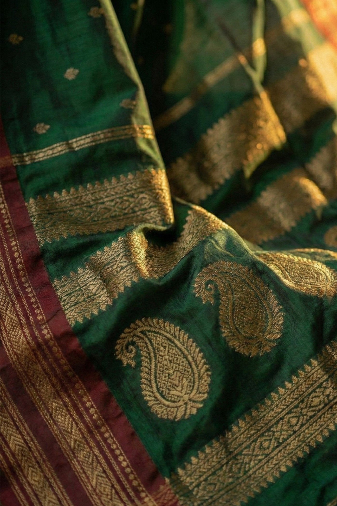 Buy MySilkLove Jewel Green Banarasi Woven Soft Silk Saree Online