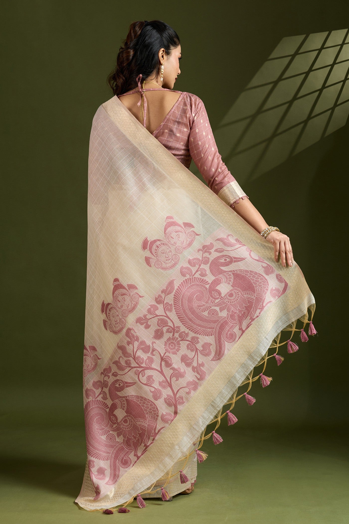 Buy MySilkLove Vanilla White Muga Cotton Saree Online