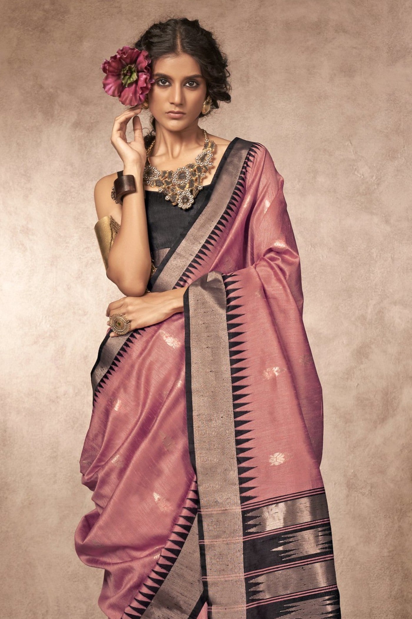 Buy MySilkLove Adenium Pink Bhagalpuri Handloom Saree Online