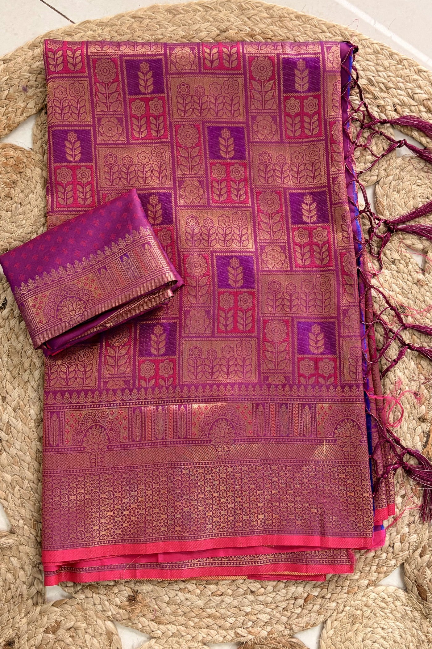 Buy MySilkLove Claret Purple Kanjivaram Handloom Saree Online