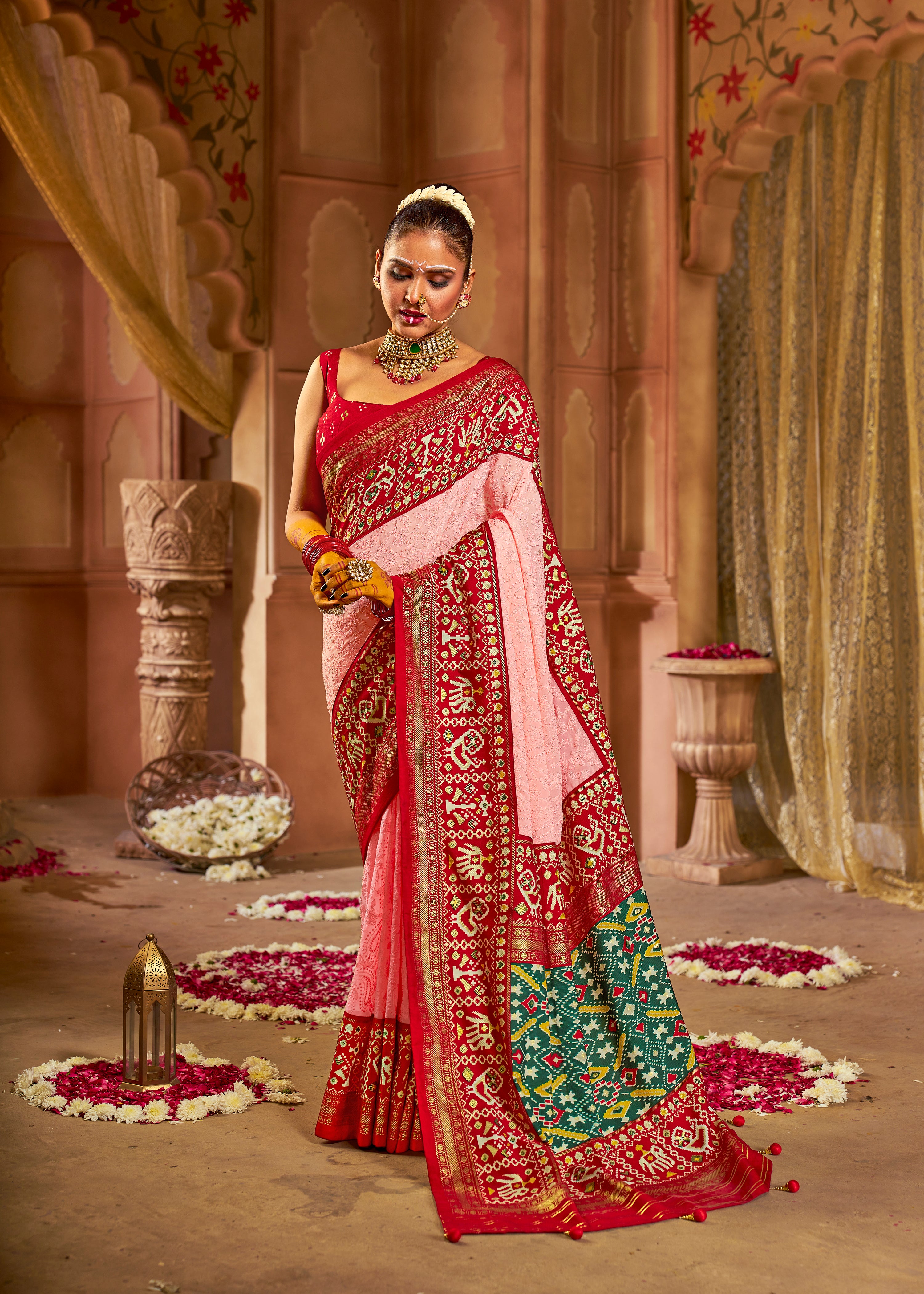 Buy MySilkLove Wewak Pink Embroidery Chikankari Patola Handloom Saree Online