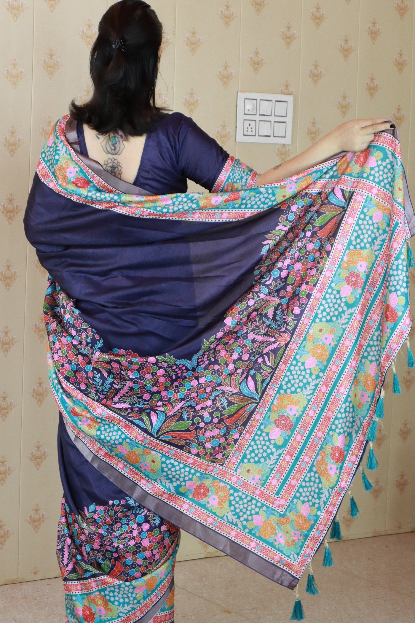 Buy MySilkLove Holy Blue Banarasi Printed Saree Online