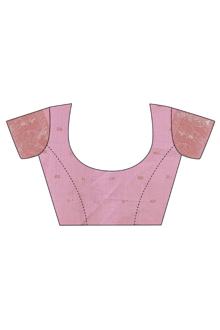 Buy MySilkLove Bubble Pink Linen Cotton Saree Online