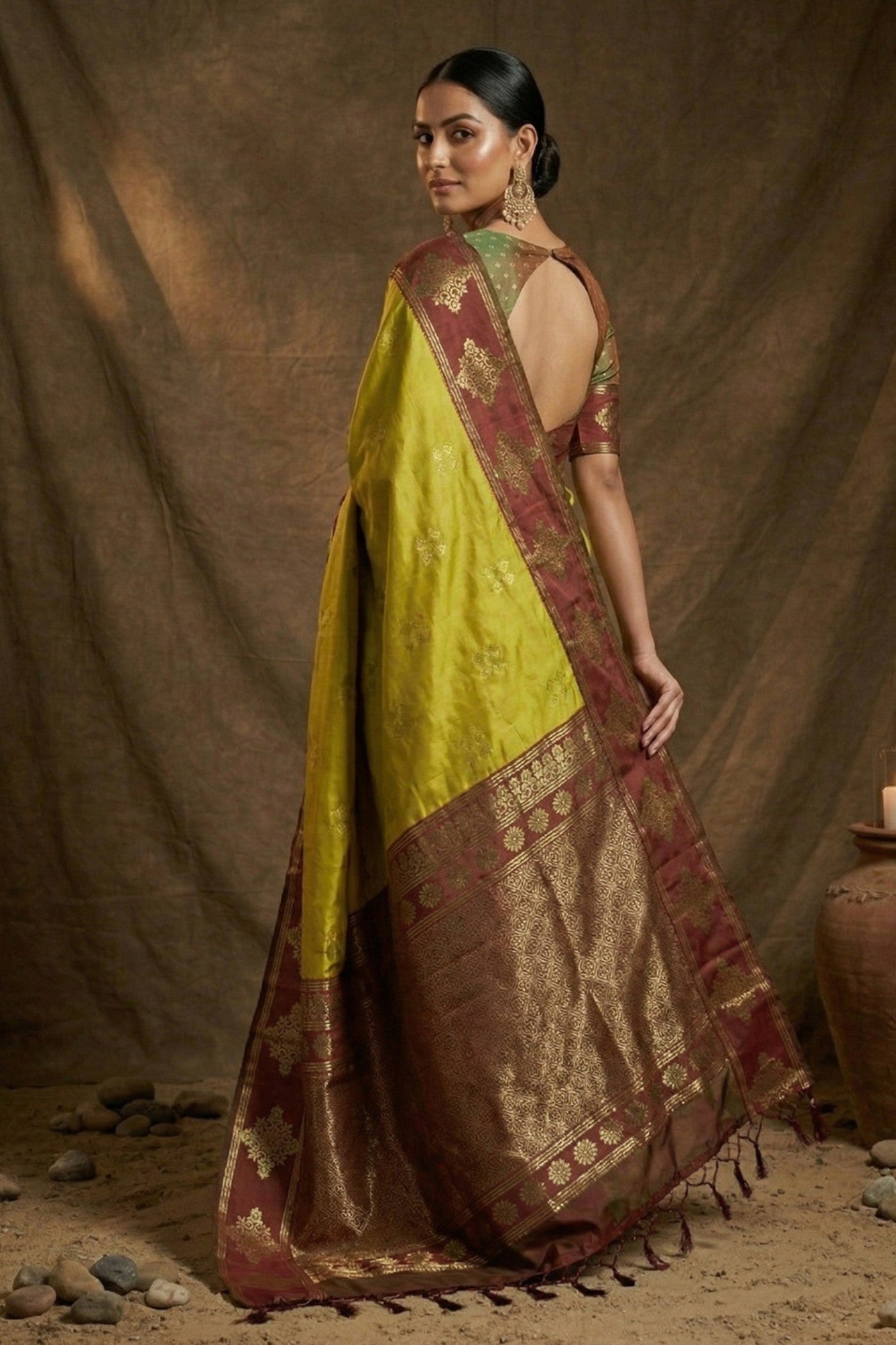 Buy MySilkLove Trombone Yellow Woven Banarasi Soft Silk Saree Online