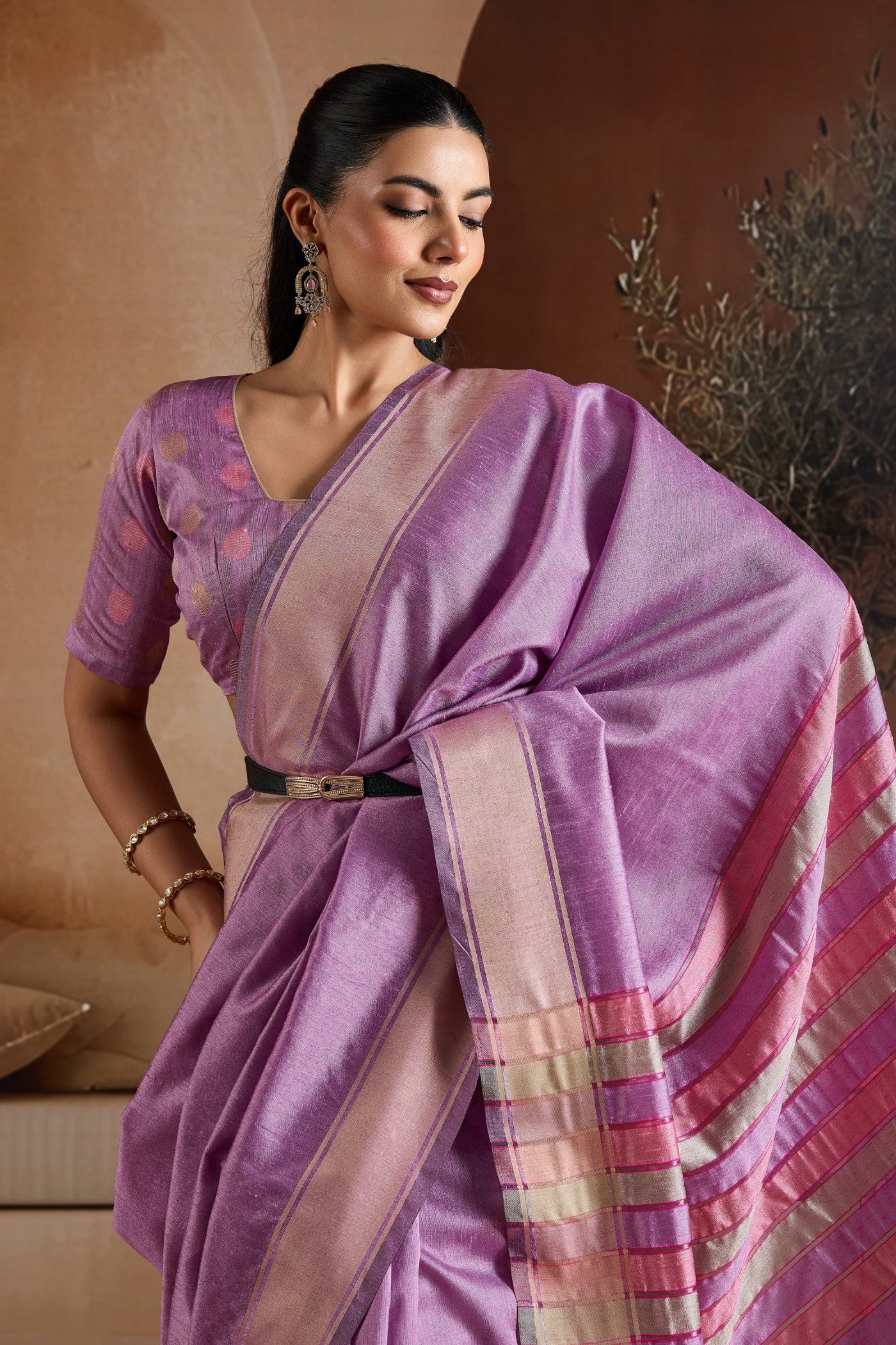 MySilkLove Eminence Purple Handloom Bhagalpuri Saree