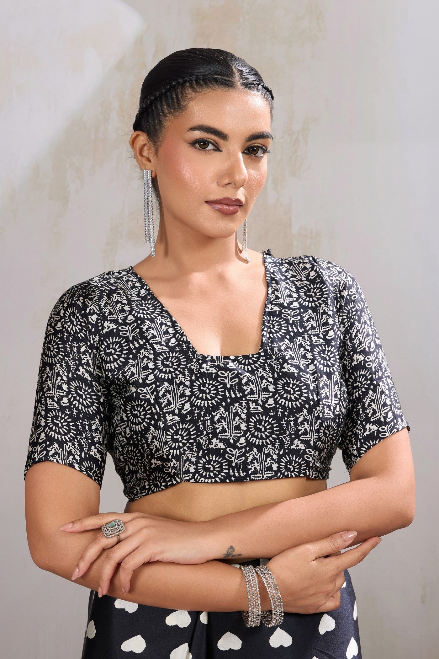 Buy MySilkLove Warlock Black Printed Satin Crepe Silk Saree Online