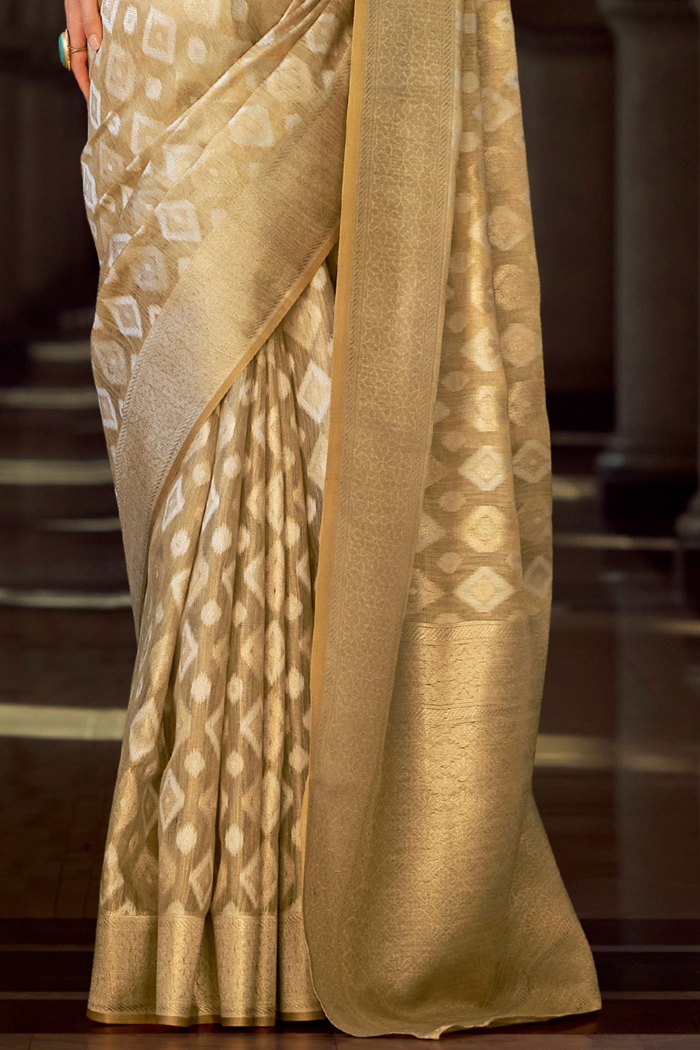 Buy MySilkLove Butter Cream Tissue Silk Saree Online