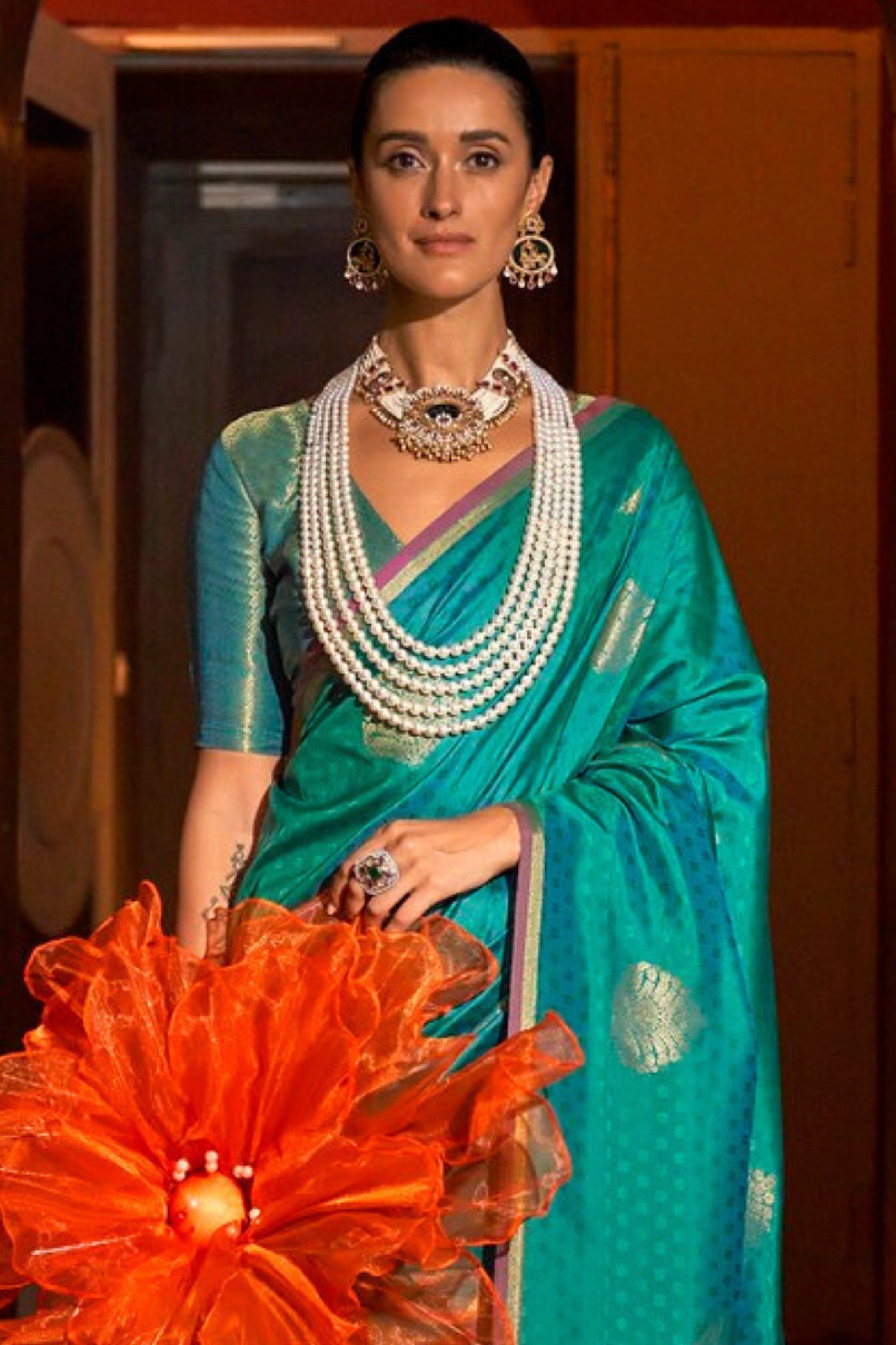 Buy MySilkLove Spark Green Handloom Banarasi Saree Online