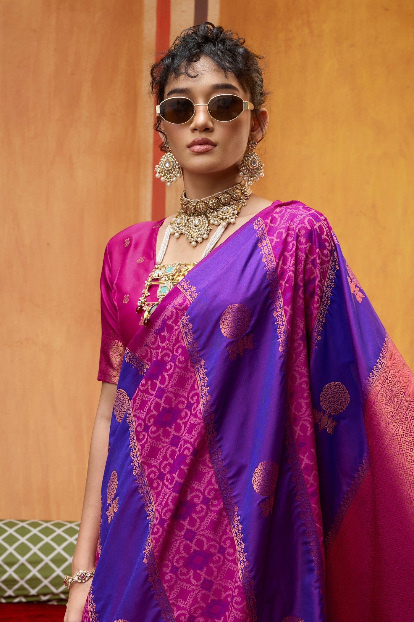 MySilkLove Royal Purple Banarasi Handloom Patola Saree