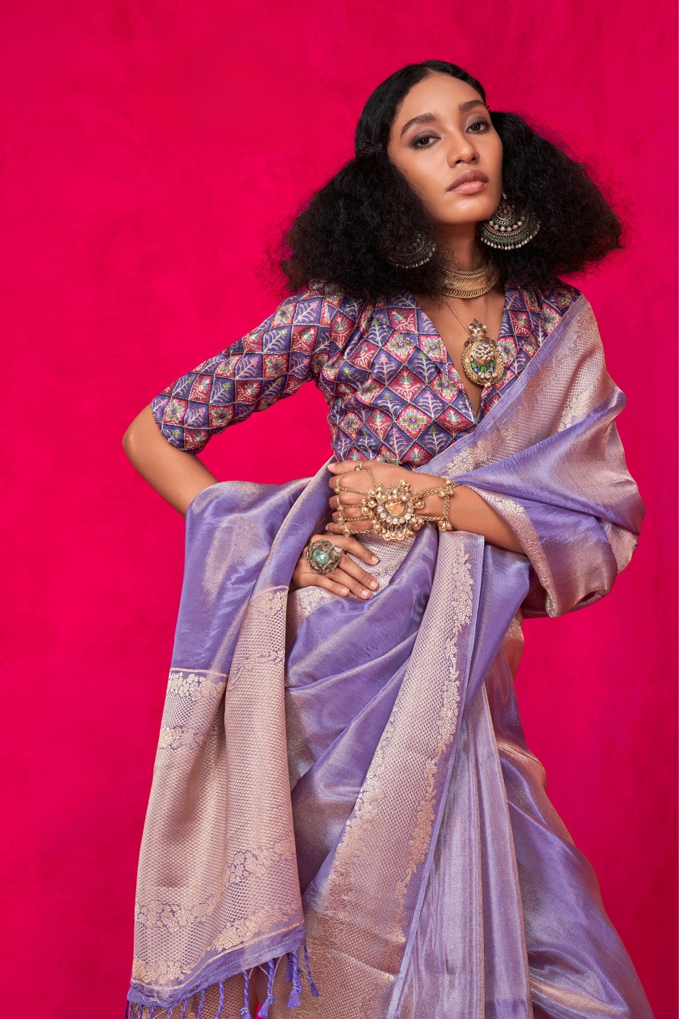 Buy MySilkLove Lily Purple Tissue Silk Saree Online