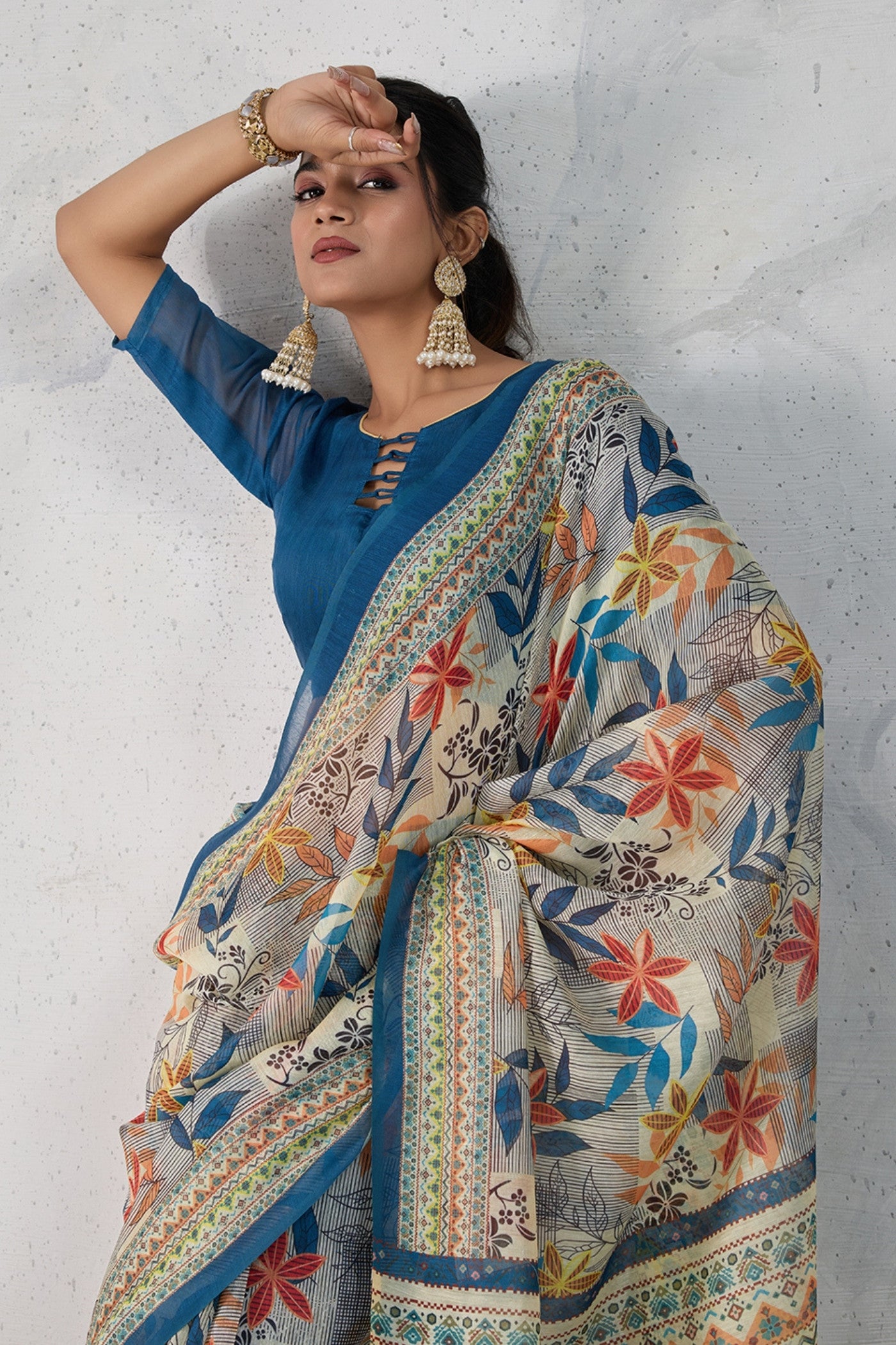 Buy MySilkLove Havelock Blue Digital Printed Saree Online