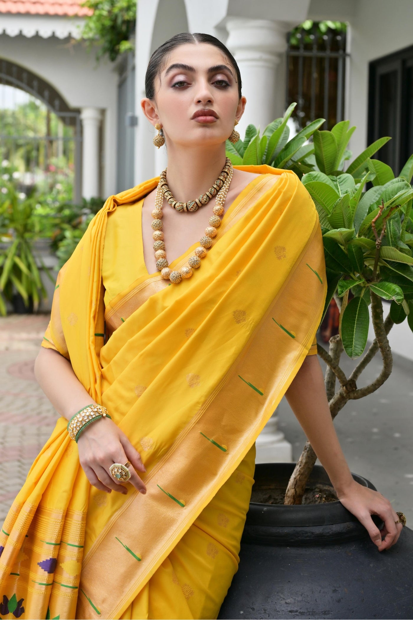 Buy MySilkLove Sunflower Yellow Woven Paithani Saree Online