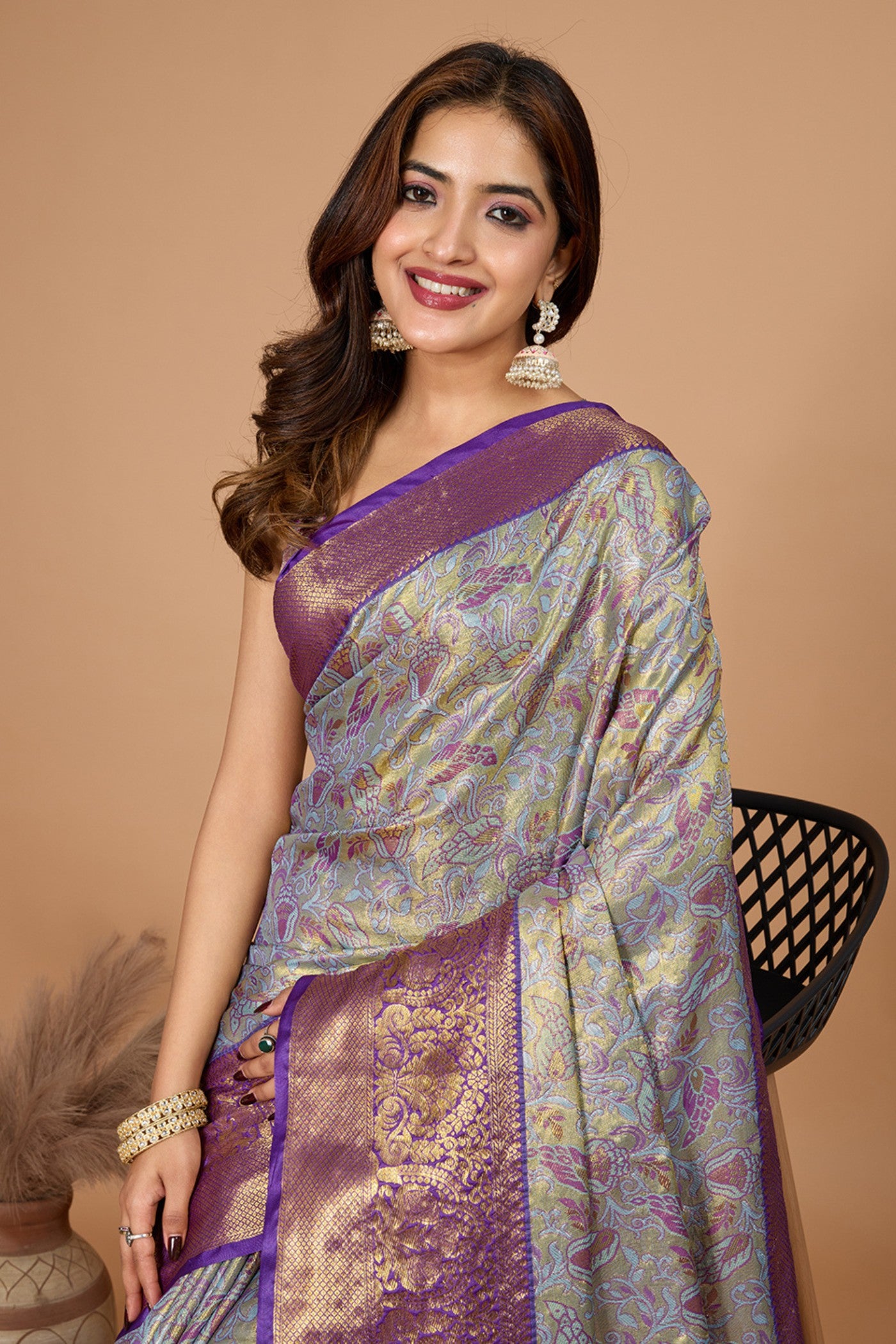 Buy MySilkLove Periwinkle Purple Woven Kanjivaram Saree Online