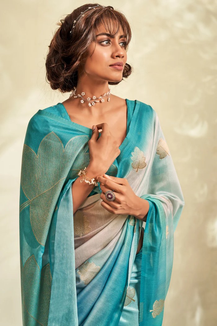 Buy MySilkLove Surfie Blue Banarasi Handloom Silk Saree Online