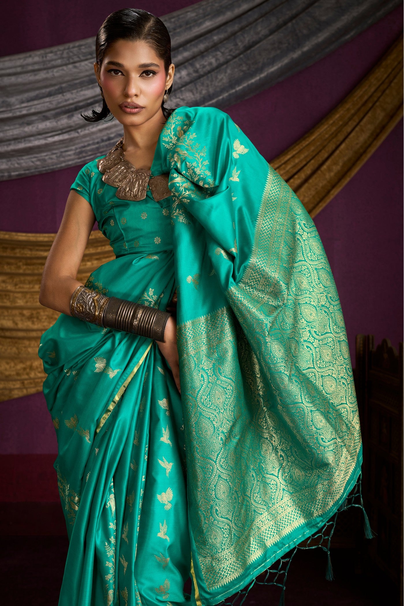 Buy MySilkLove Evergreen Handloom Satin Silk Saree Online