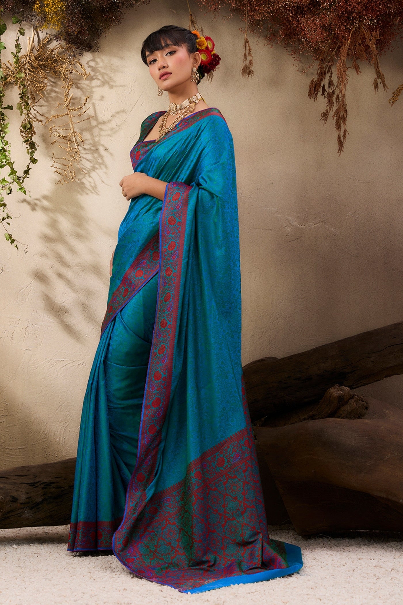 Buy MySilkLove Chill Blue Woven Tanchoi Kanjivaram Saree Online