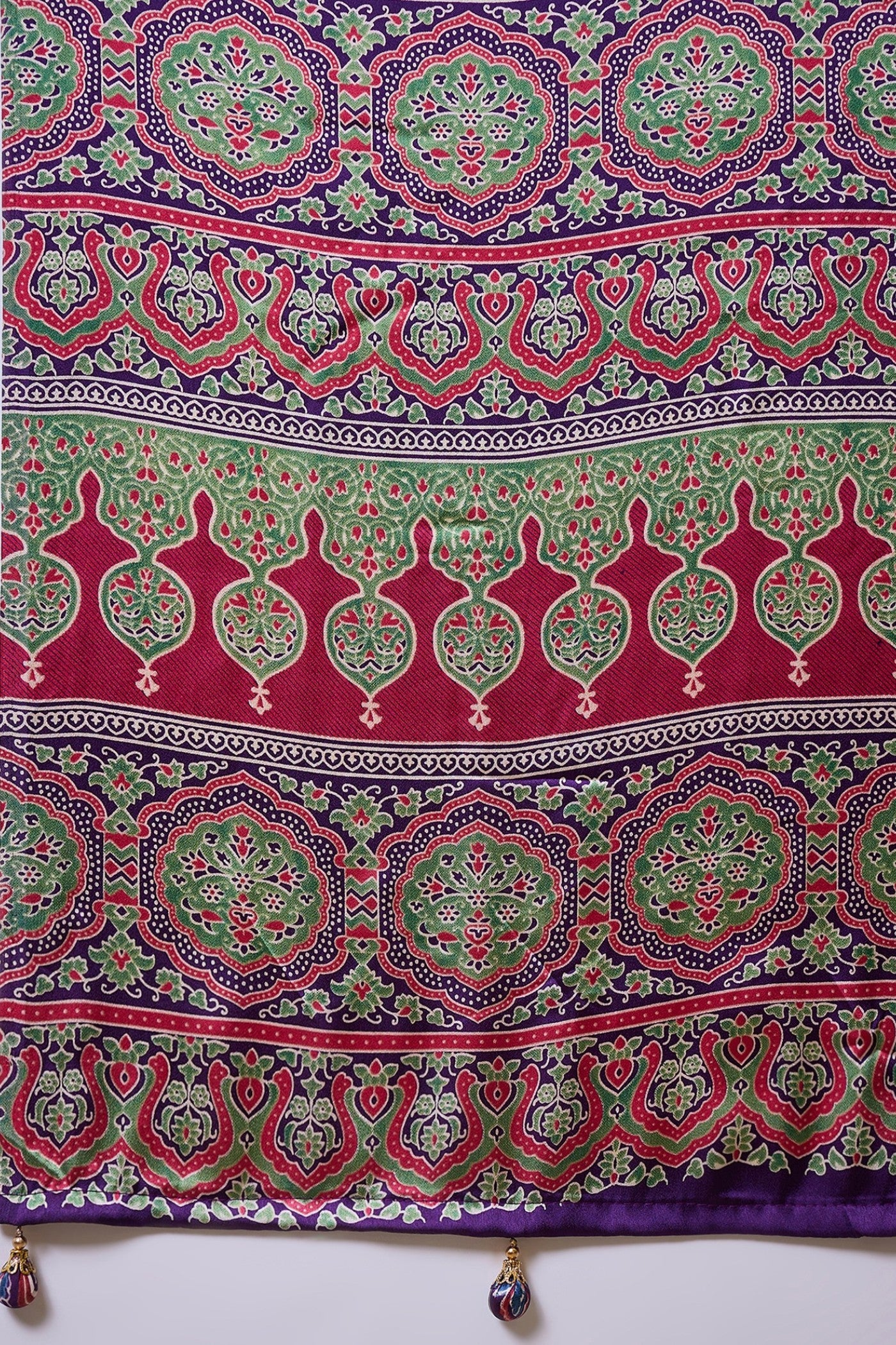 Buy MySilkLove Starlit Purple Ajrakh Printed Satin Crepe Silk Saree Online