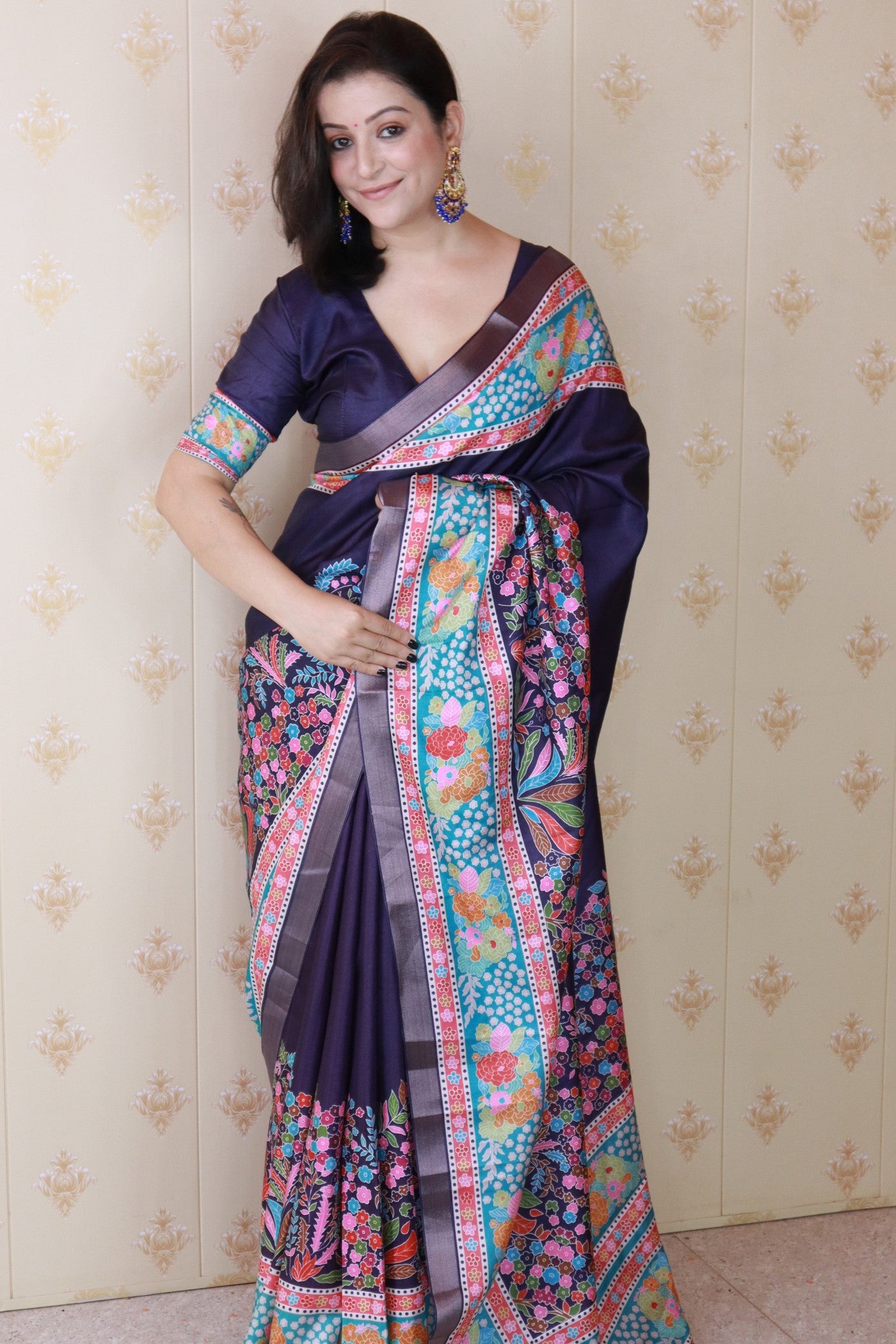 Buy MySilkLove Holy Blue Banarasi Printed Saree Online