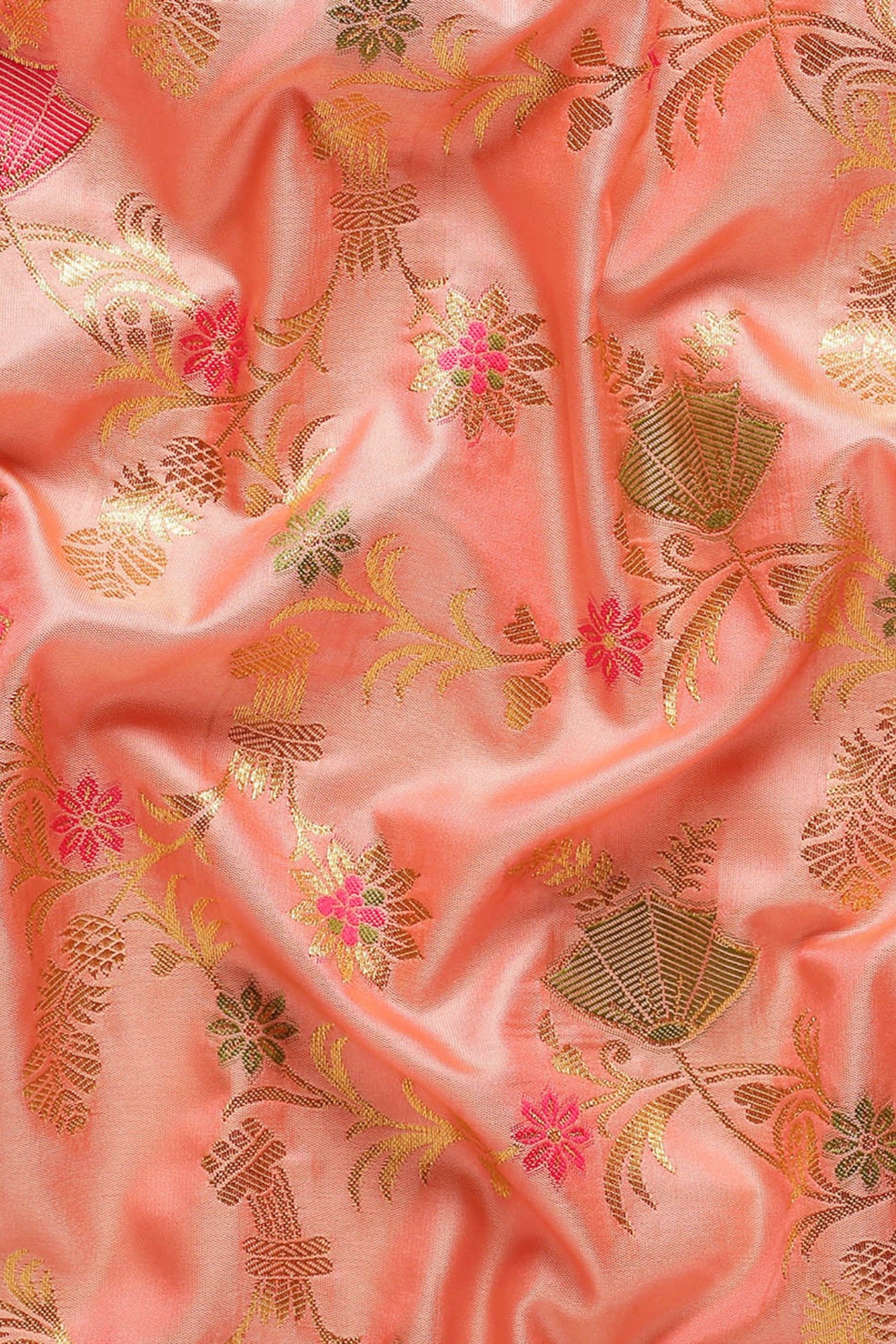Buy MySilkLove Japonica Peach Zari Woven Banarasi Saree Online