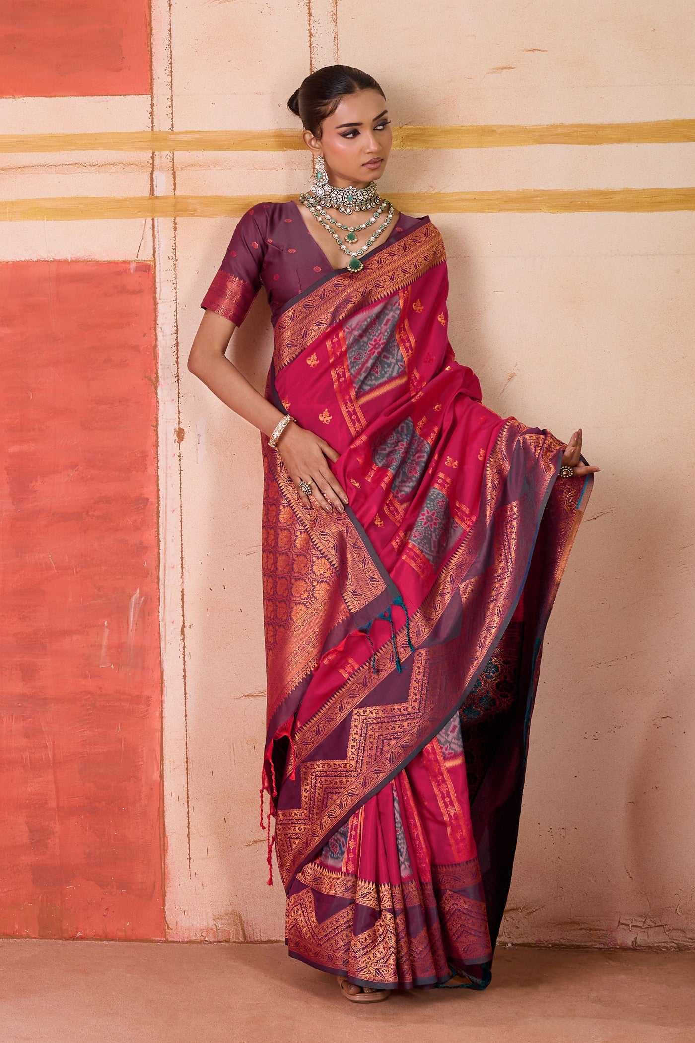Buy MySilkLove French Rose Pink Banarasi Handloom Saree Online