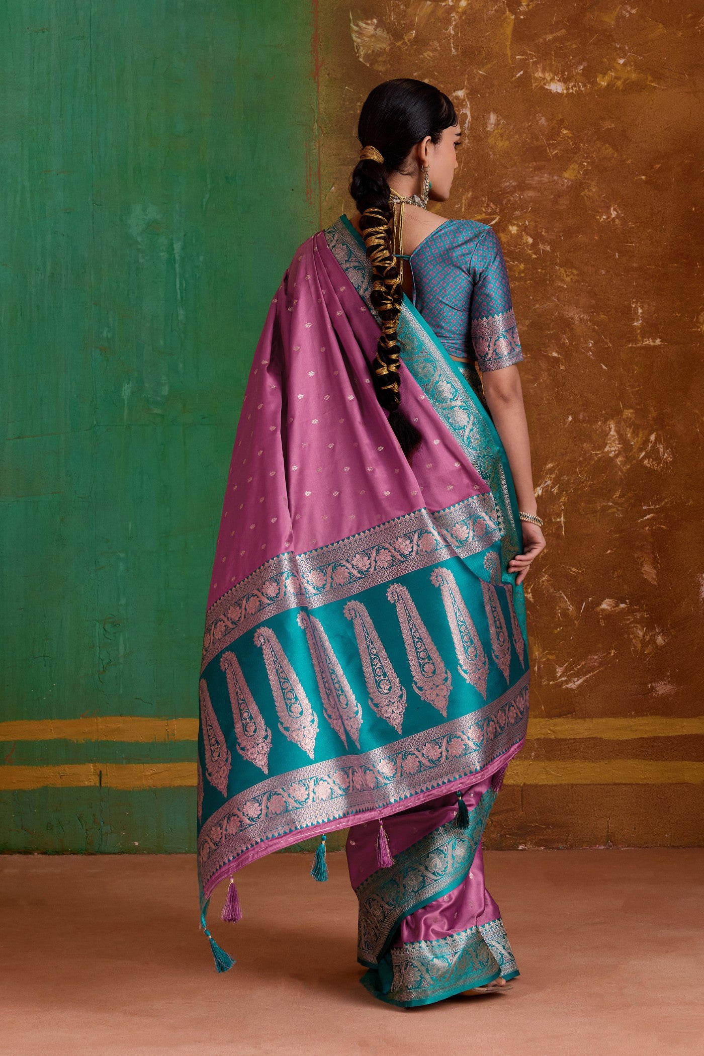 Buy MySilkLove Dolly Pink Handloom Satin Silk Saree Online