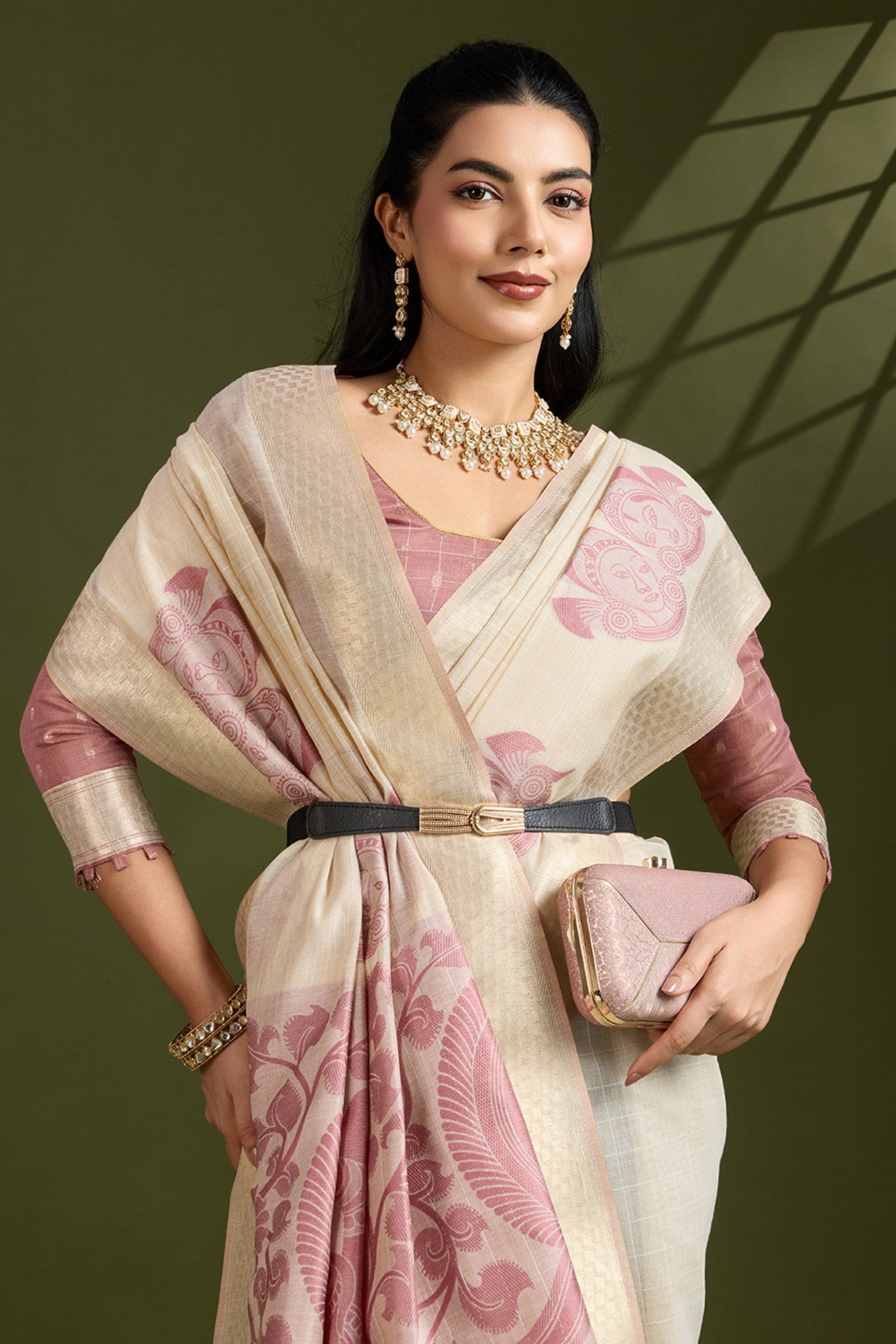 Buy MySilkLove Vanilla White Muga Cotton Saree Online