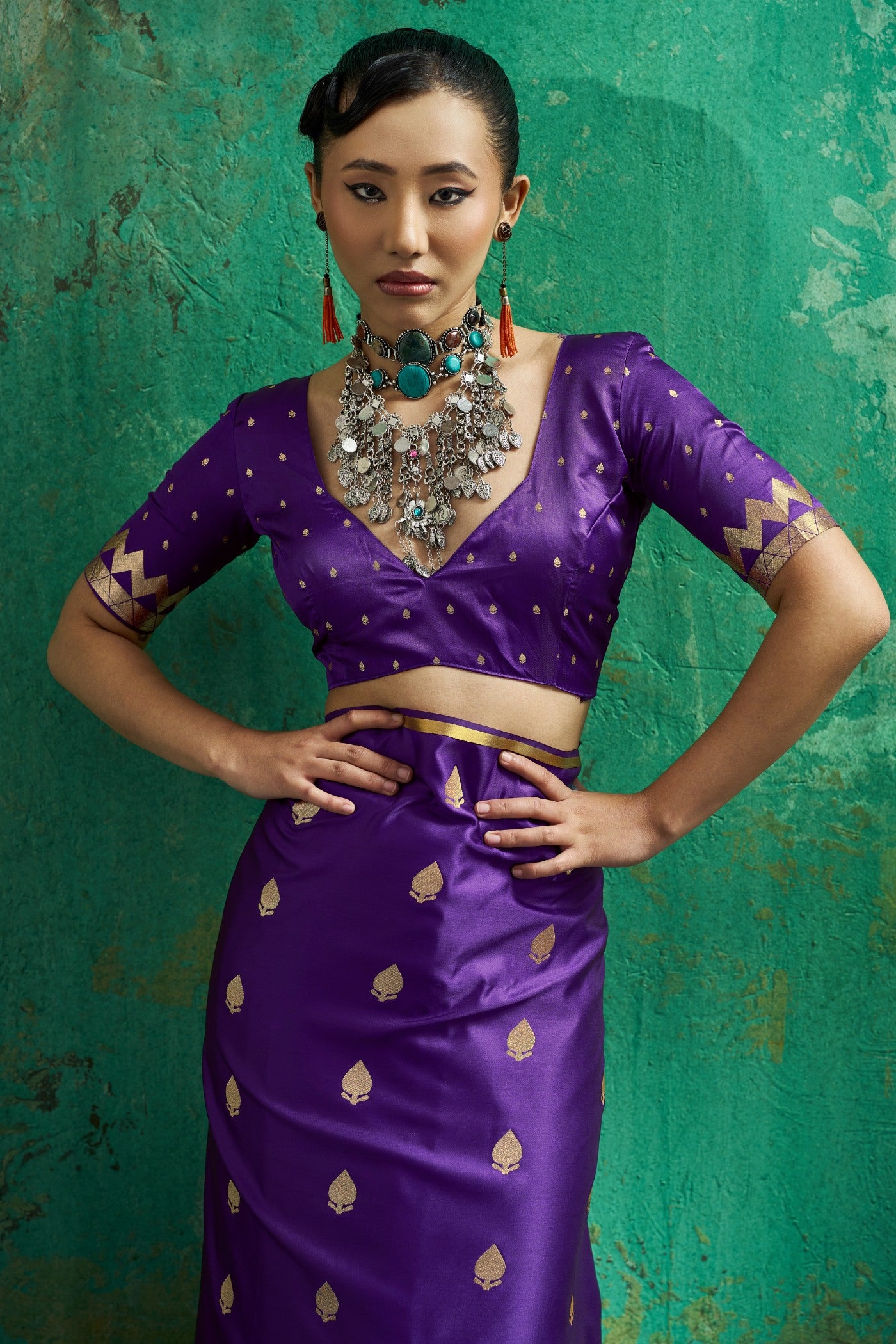 Buy MySilkLove Raisin Purple Handloom Satin Silk Saree Online